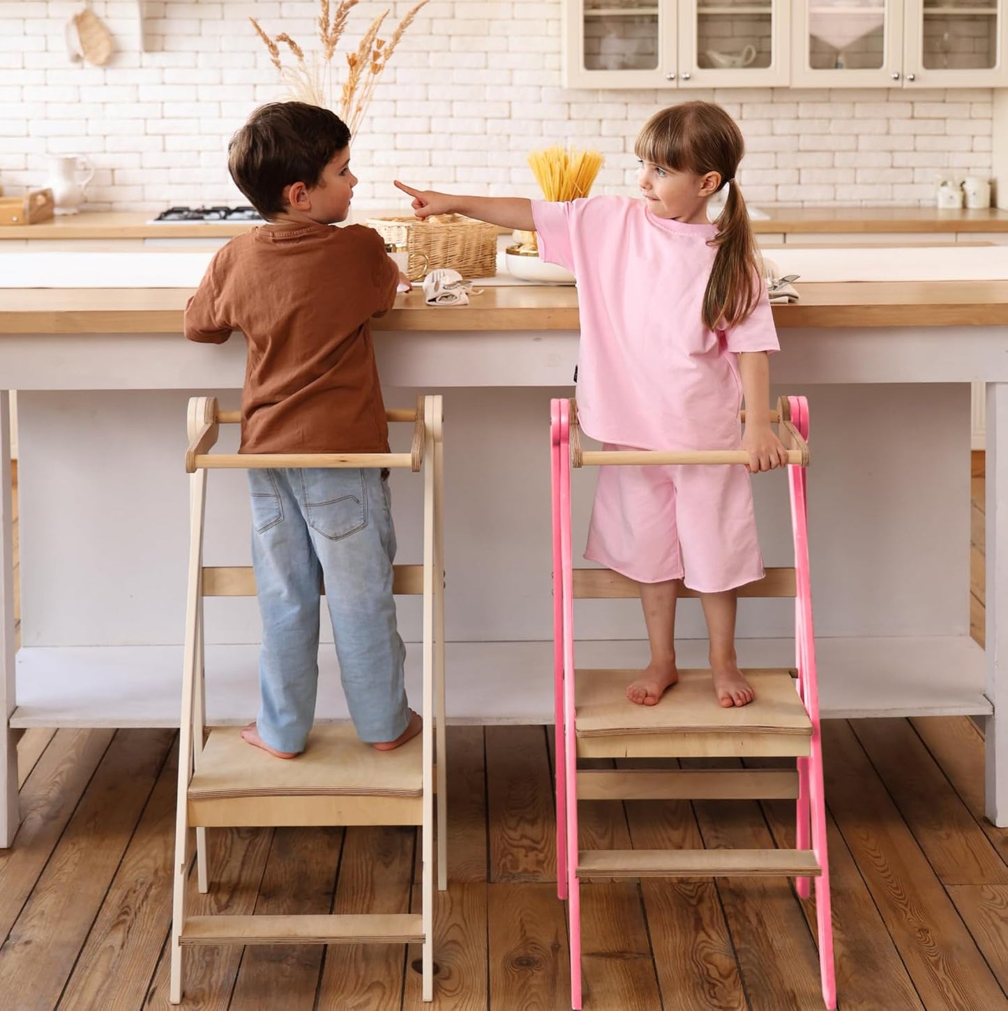 Faltbare Lernleiter für Kinder, Rosa Slim
