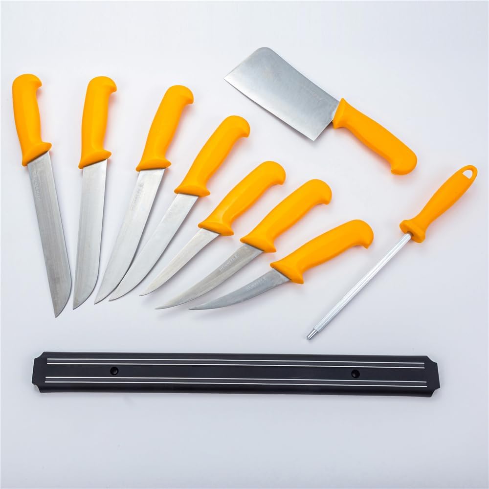 Profi Fleischermesser-Set 10-teilig mit Magnetstreifen, 10 Messer