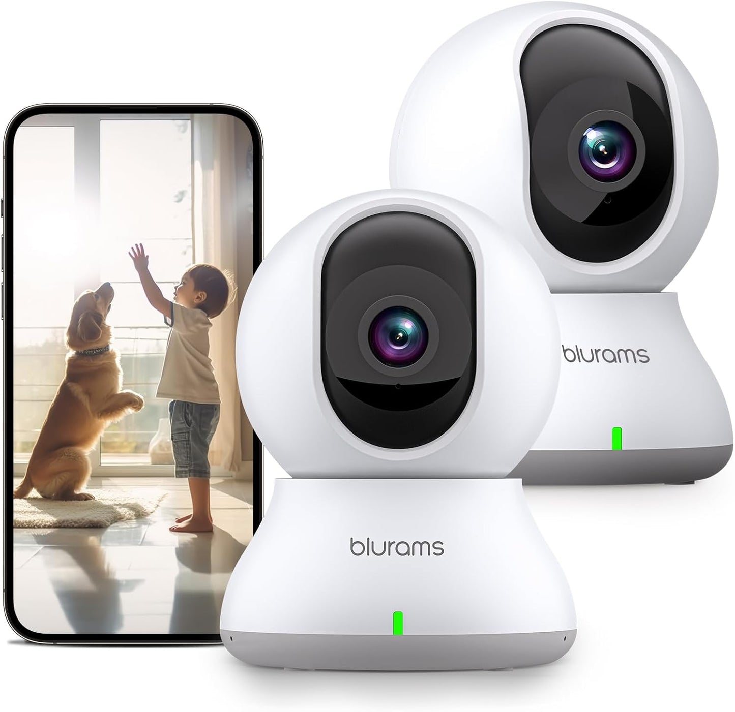 Haustierkamera 2K mit 360° Schwenkfunktion (2 Stück), 2K-2PCS