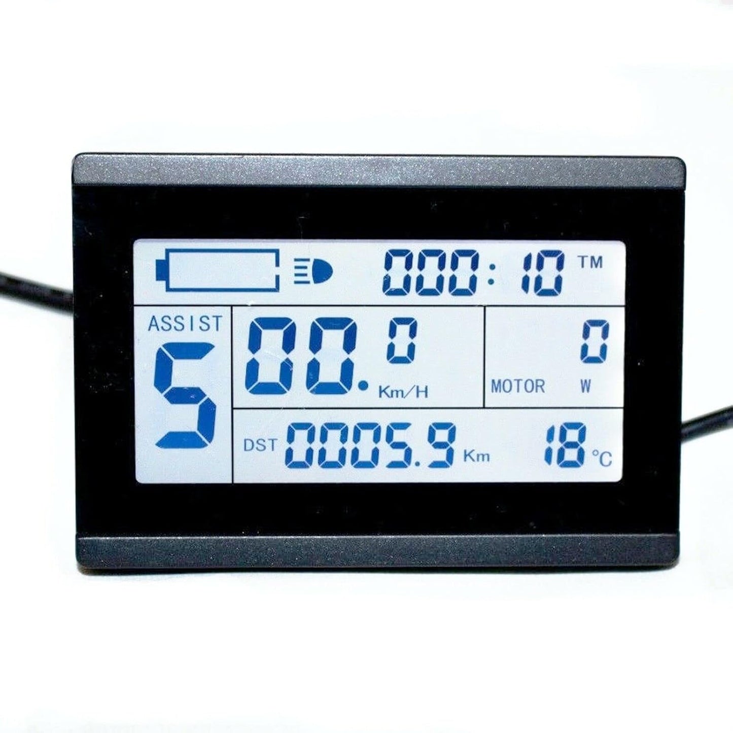 LCD-Bordcomputer für E-Bikes (24V/36V/48V), Waterproof - 5-Pin Julet Stecker