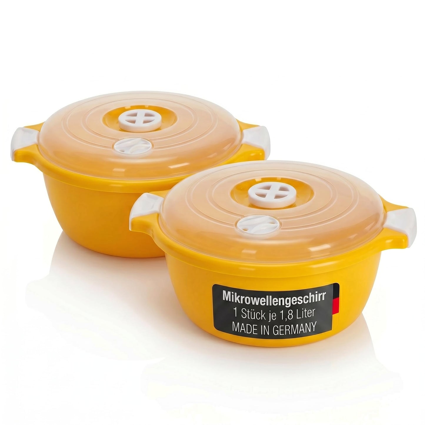 2-teiliges Mikrowellenschüssel-Set mit Dampfventil, Gelb