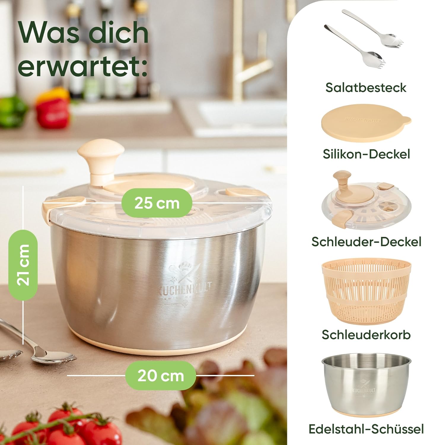 Salatschleuder mit Frischhaltedeckel