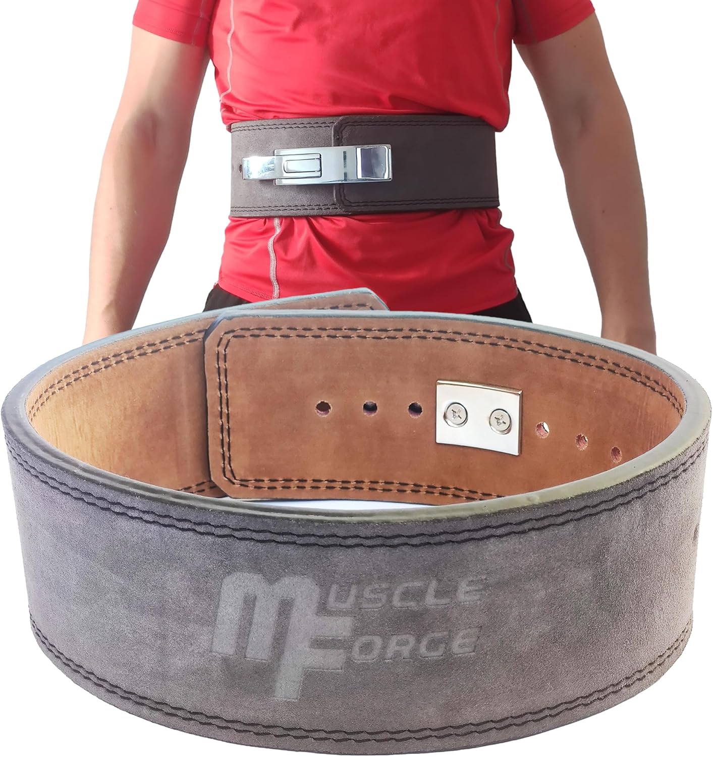 Powerlifting-Gürtel mit Stahlschnalle, M - 75-95 cm