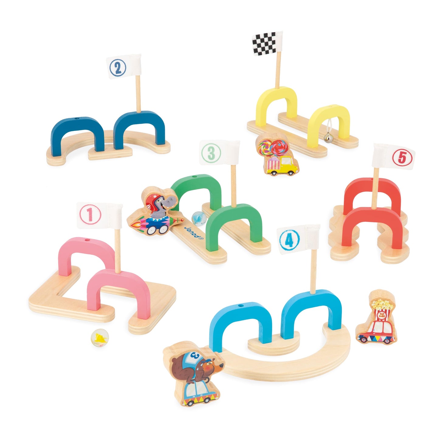 Kinder-Murmelspiel Applepop aus Holz, Kinder-Murmelspiel