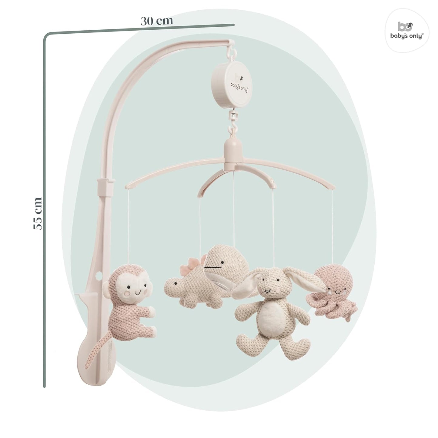 Musik-Mobile Baby Animals mit Spieluhr, Alt Rosa/Warm Linen