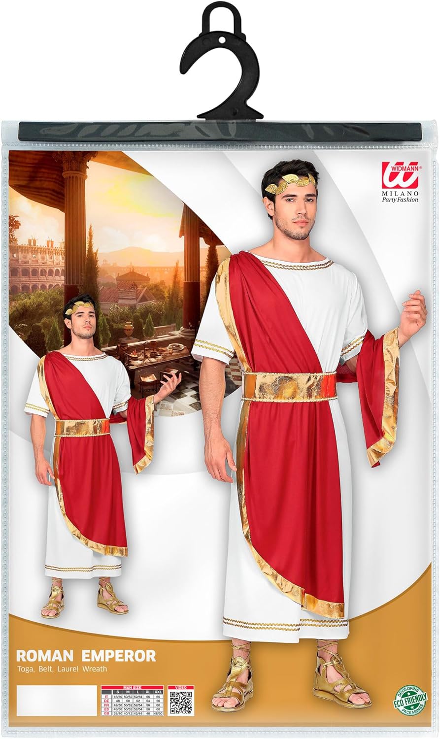 Römischer Kaiser Nero Kostüm Tunika mit Schärpe, Gürtel, Lorbeerkranz, L