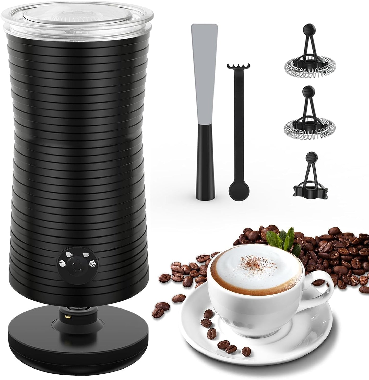 Elektrischer Milchaufschäumer für Kaffeegetränke, Schwarz