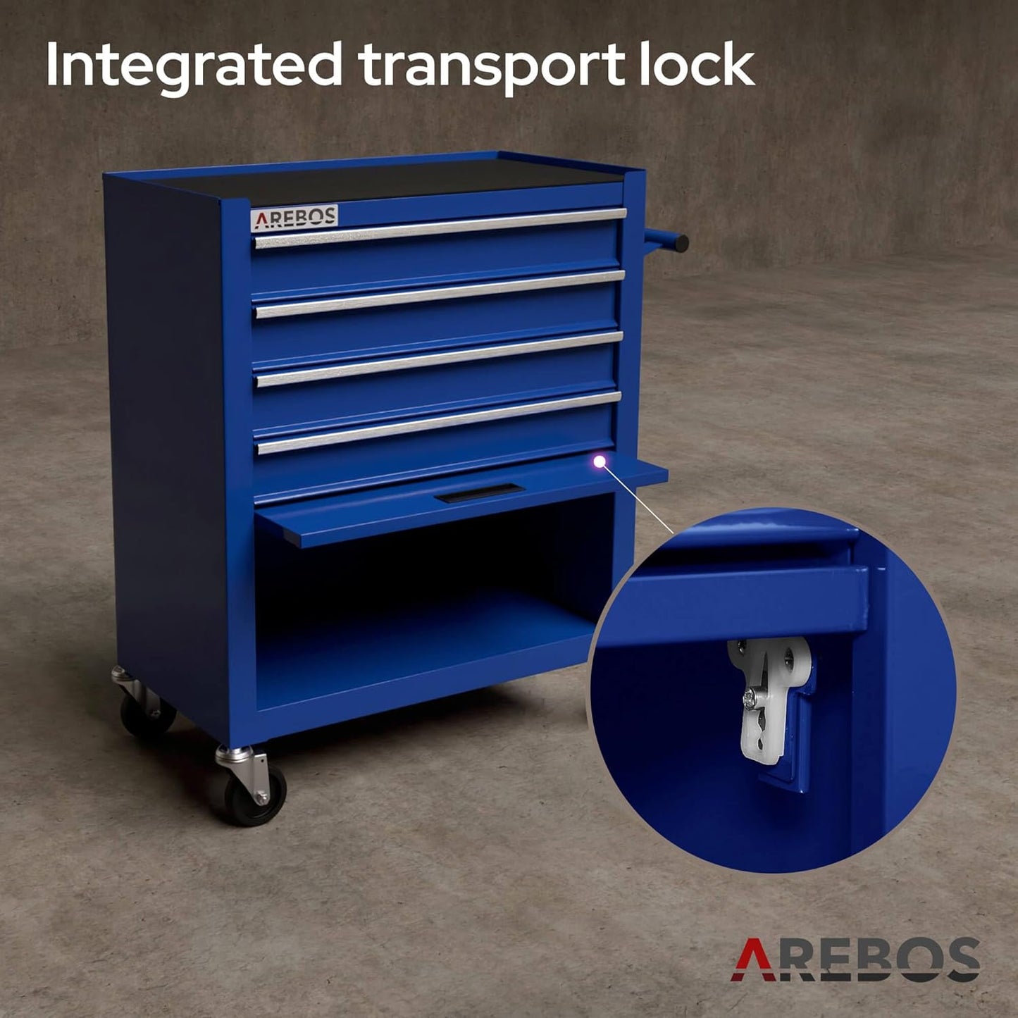 Werkstattwagen mit Interlock-System und Antirutschmatten, Blau
