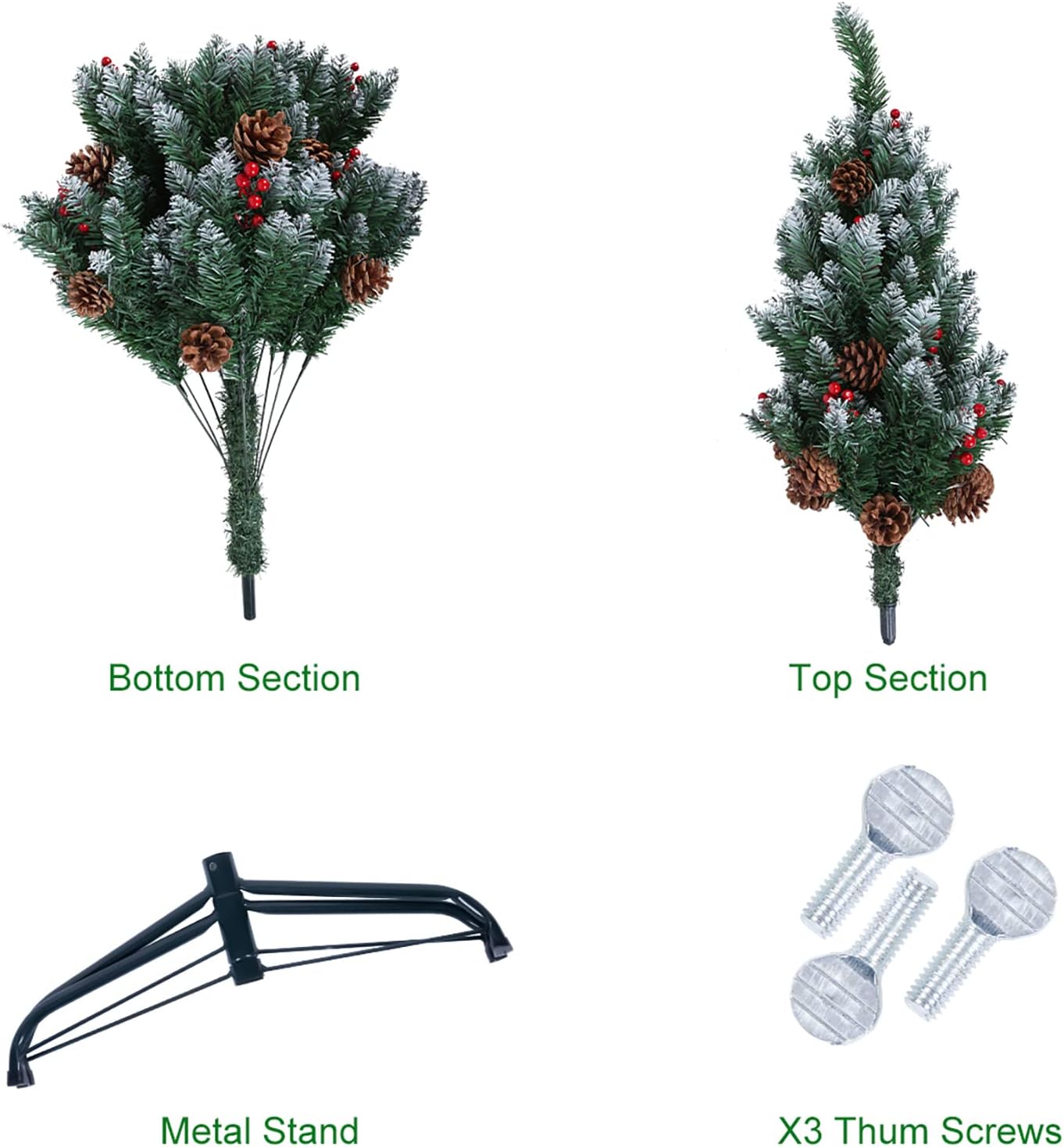 Künstlicher Weihnachtsbaum mit Schnee & LED-Lichterkette, 150 cm Grün - 450 Spitzen
