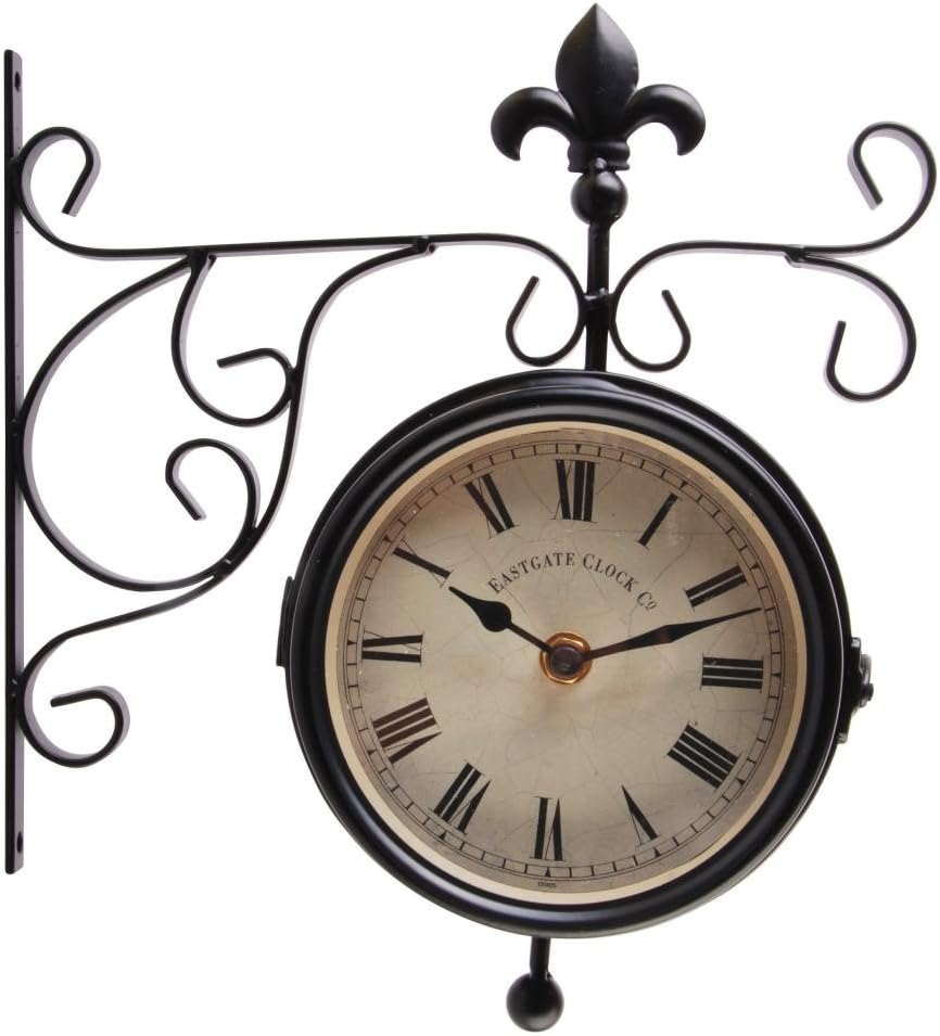 Wanduhr-Bahnhofsuhr mit Thermometer (25x10x30 cm)