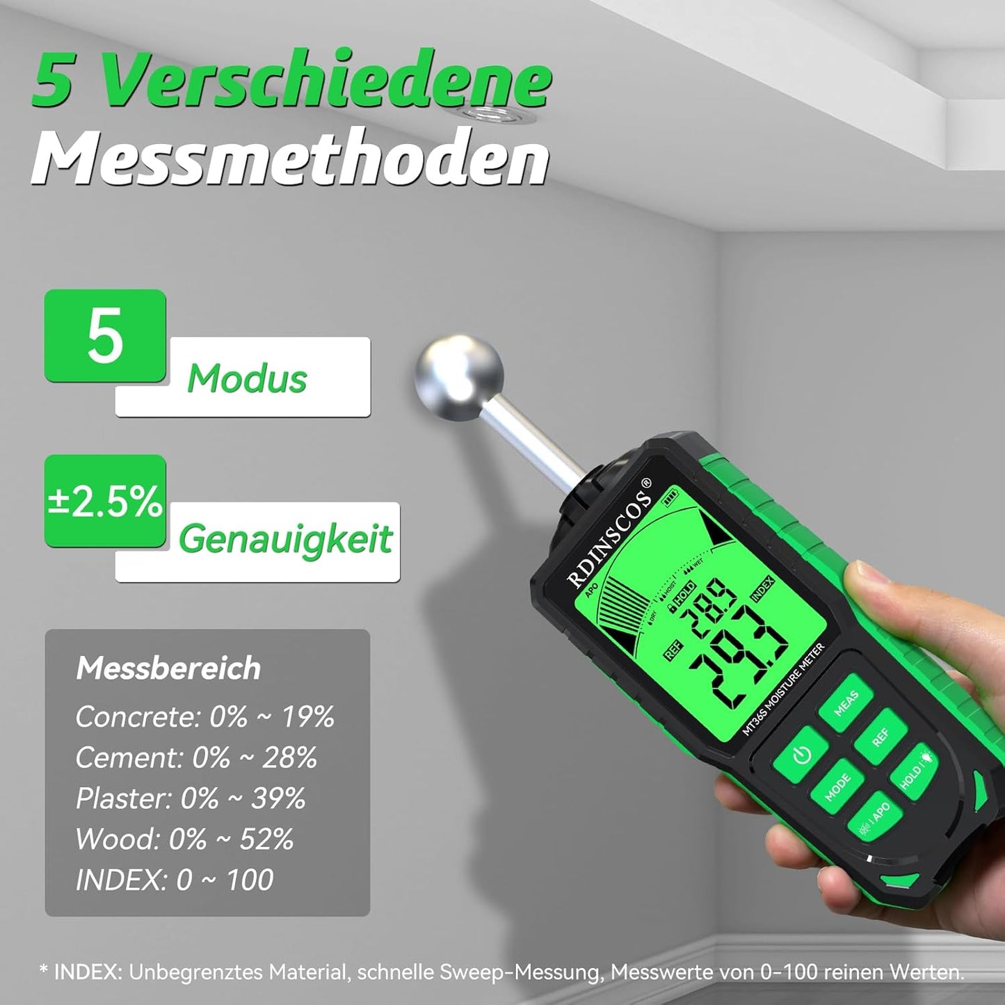 Feuchtigkeitsmessgerät für Wände und Mauerwerk, MT36S01