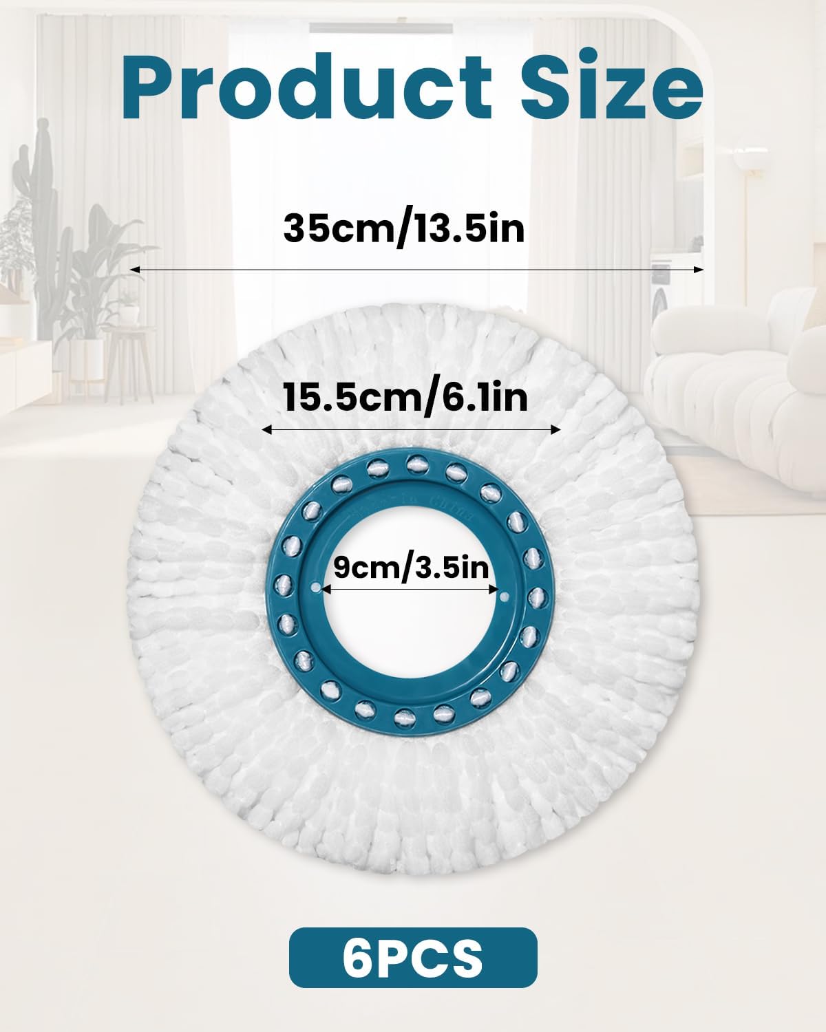 6 Stück Ersatzkopf für Clean Twist Disc Mop