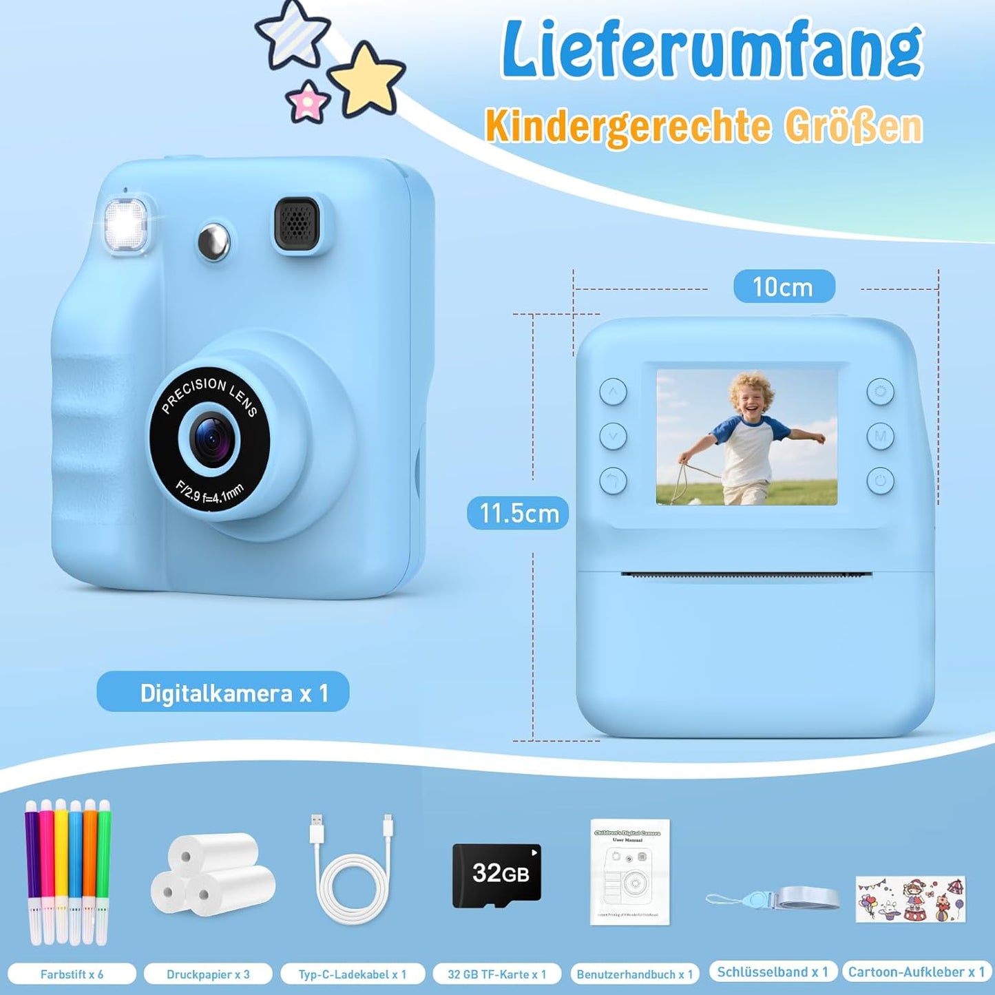 Sofortbildkamera für Kinder, BLAU