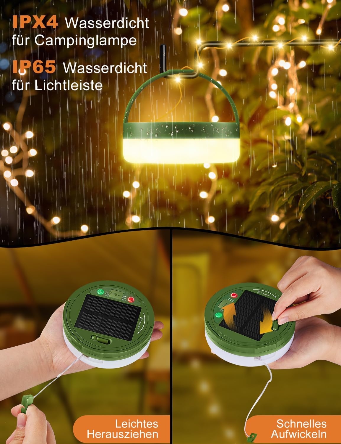 Solarbetriebene LED-Lichterkette, Lichterkette Solar