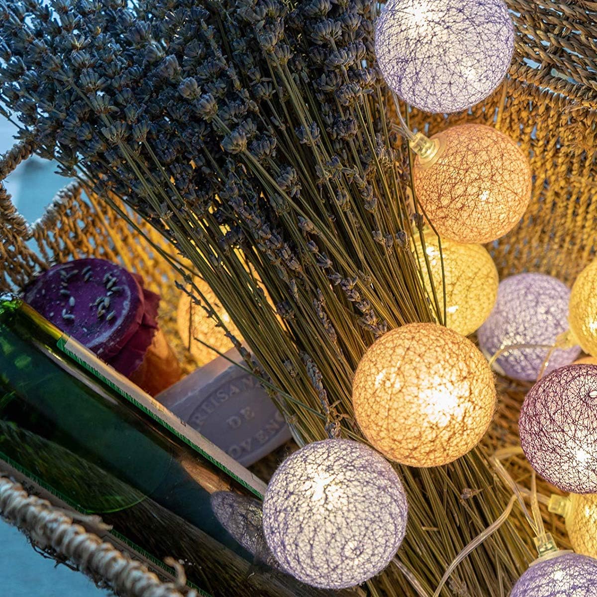 LED Baumwollkugeln, Helles Violett 1.6 m