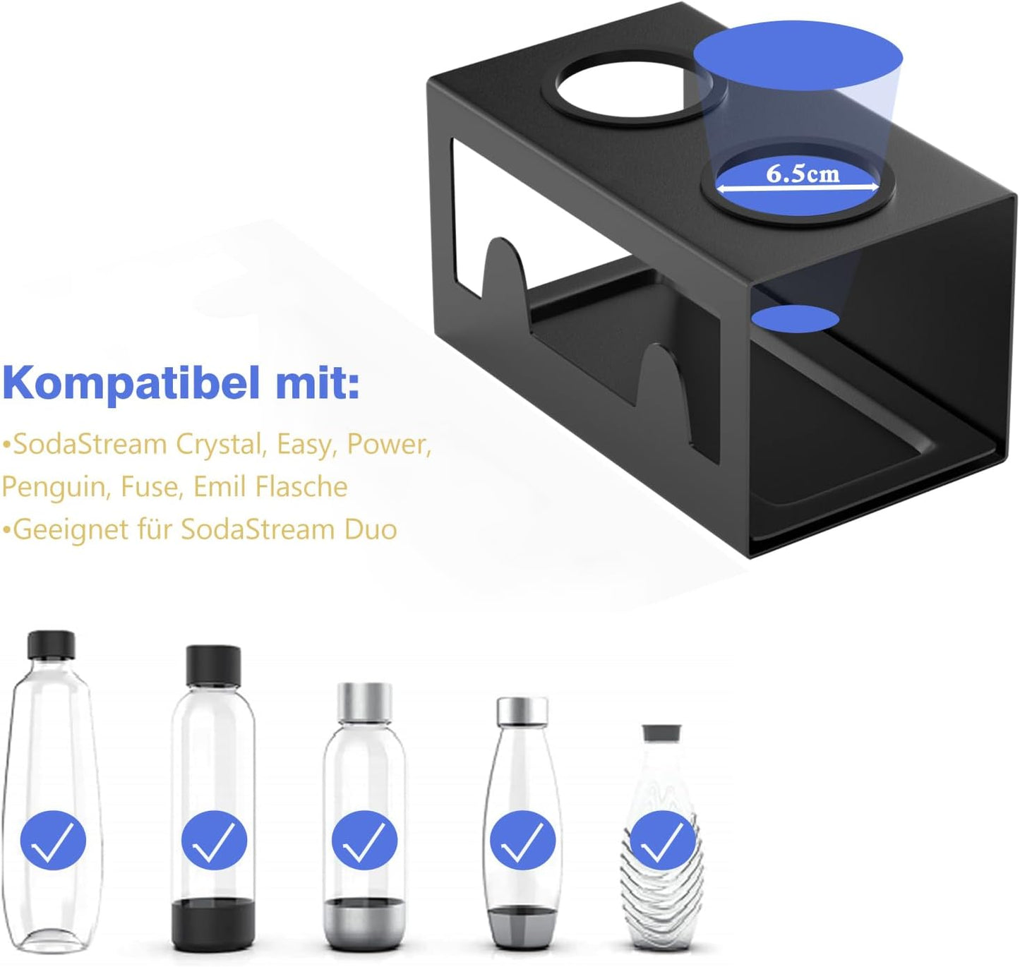 2-Loch Flaschenhalter Abtropfgestell für SodaStream & Emil, Schwarz 2-Loch