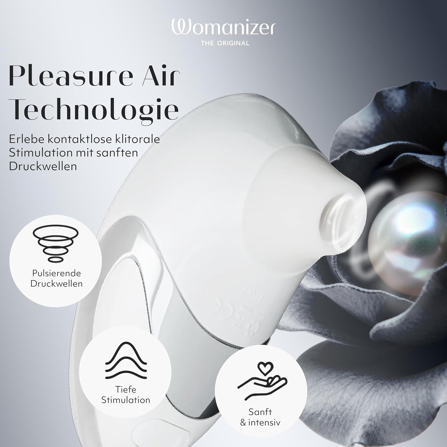 Pro W500 Klitoris-Stimulator, 12 Intensitätsstufen, Weiss, Chrome 1 Stück (1er Pack)