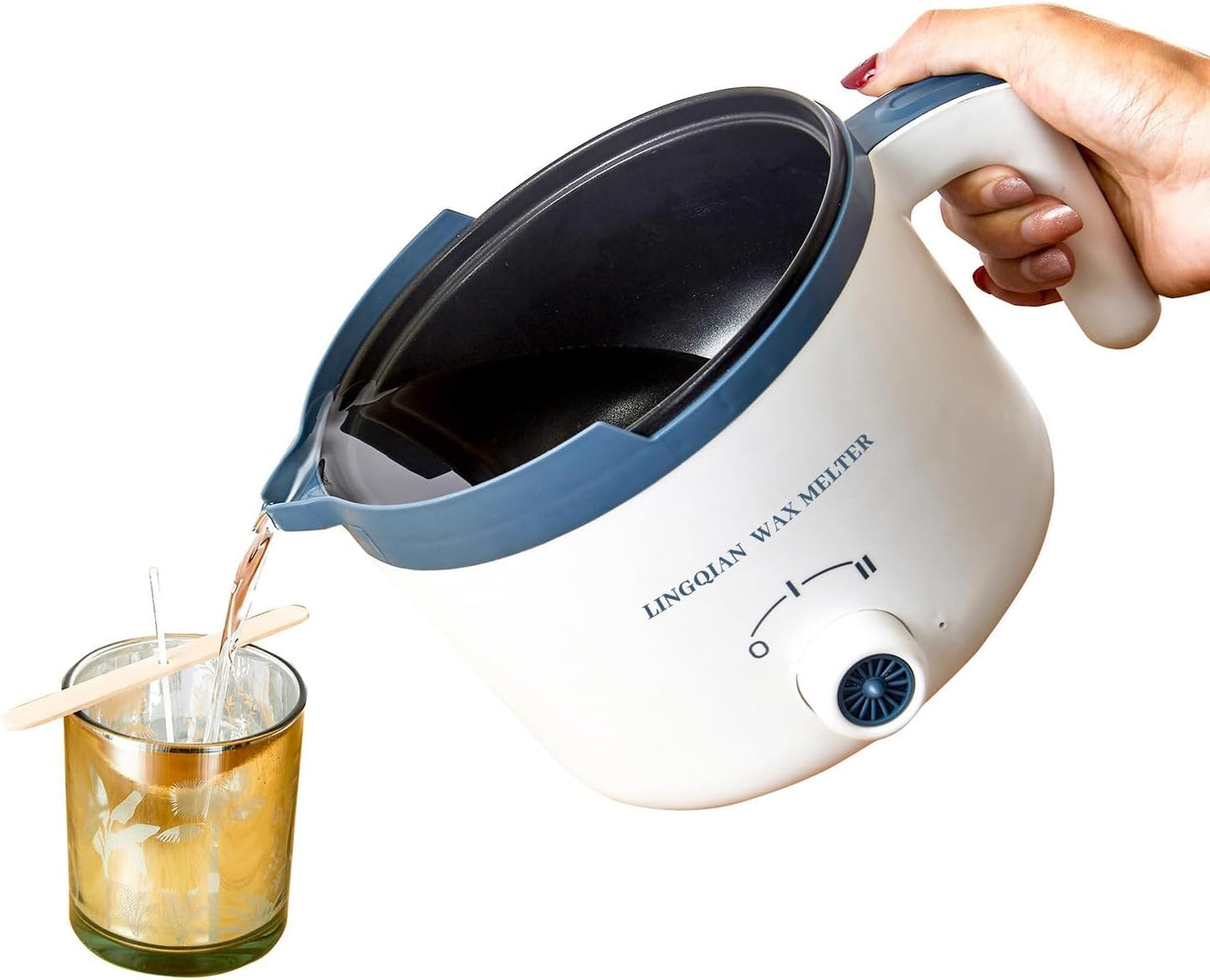 Elektrischer Wachsschmelztopf mit Ausguss 1.5L, Blau Klein tot medium