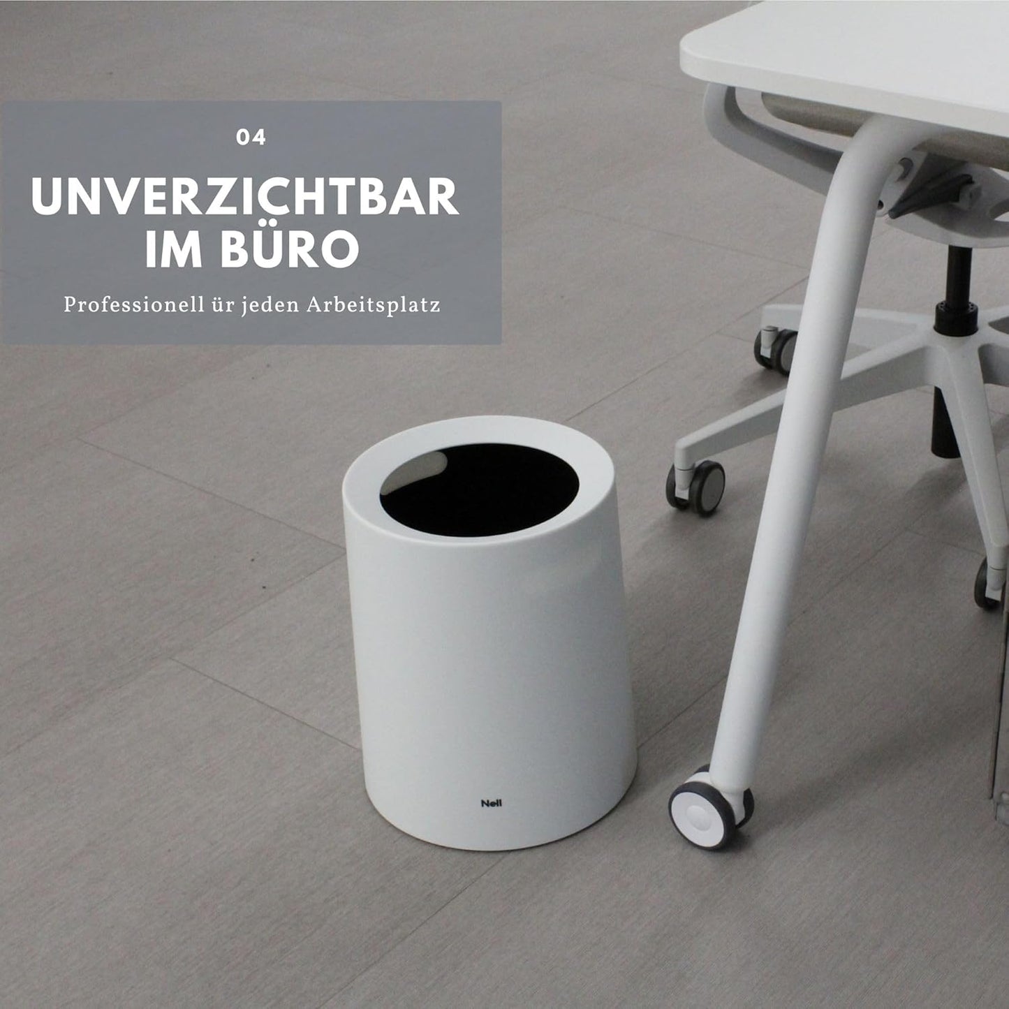Eleganter Mülleimer, Weiss 12l ohne Deckel
