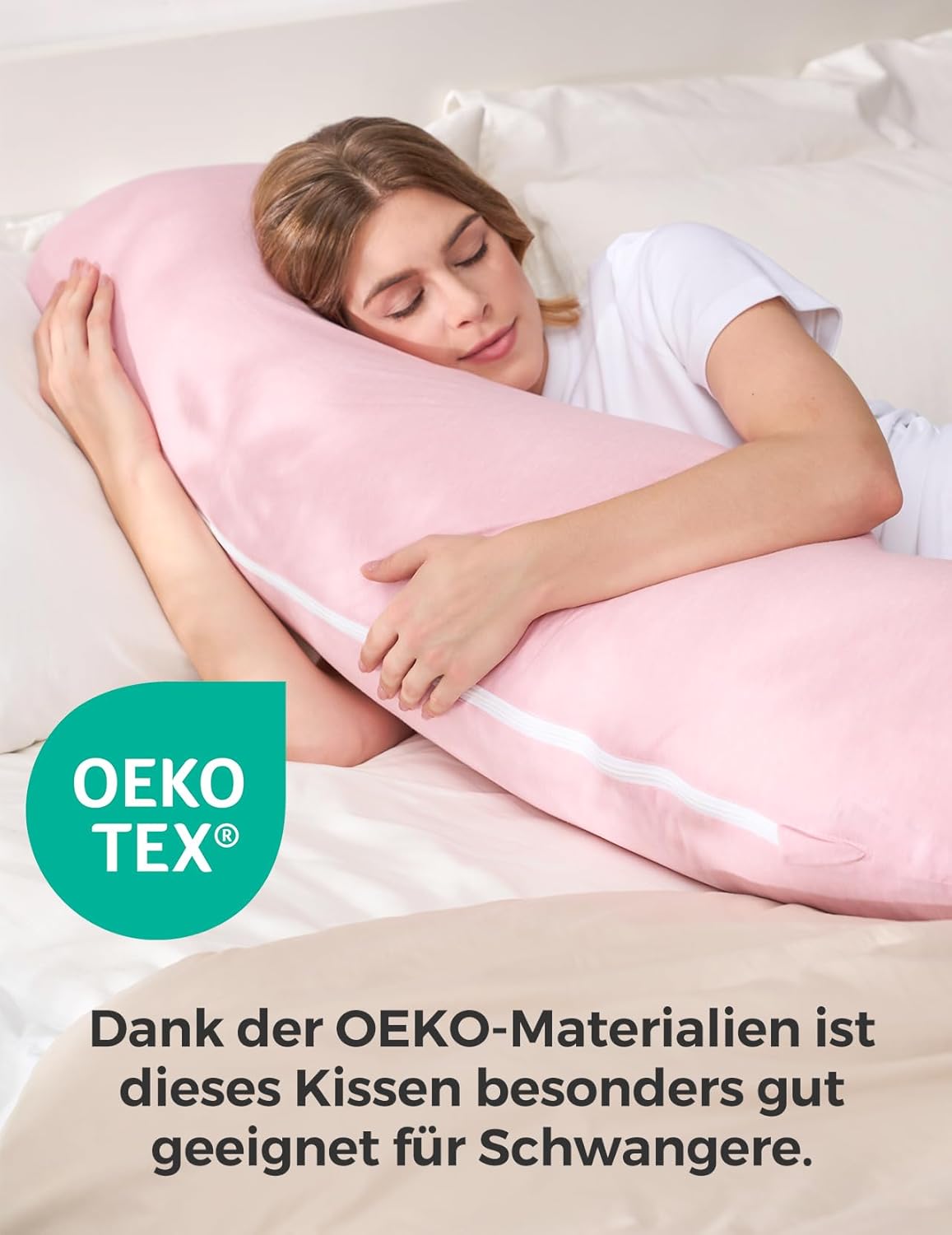 J-förmiges Seitenschläferkissen, Rosa