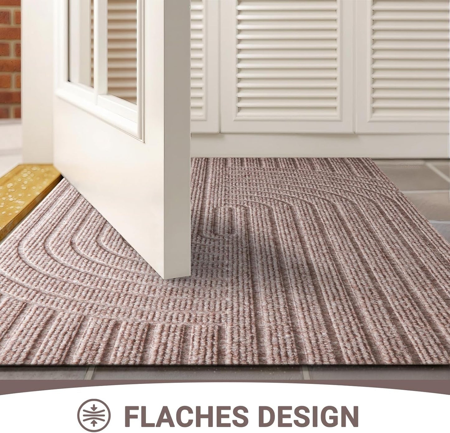 Rutschfeste Schmutzfangmatte, 60x90 cm, 60 x 90 cm Beige Braun Wirbel