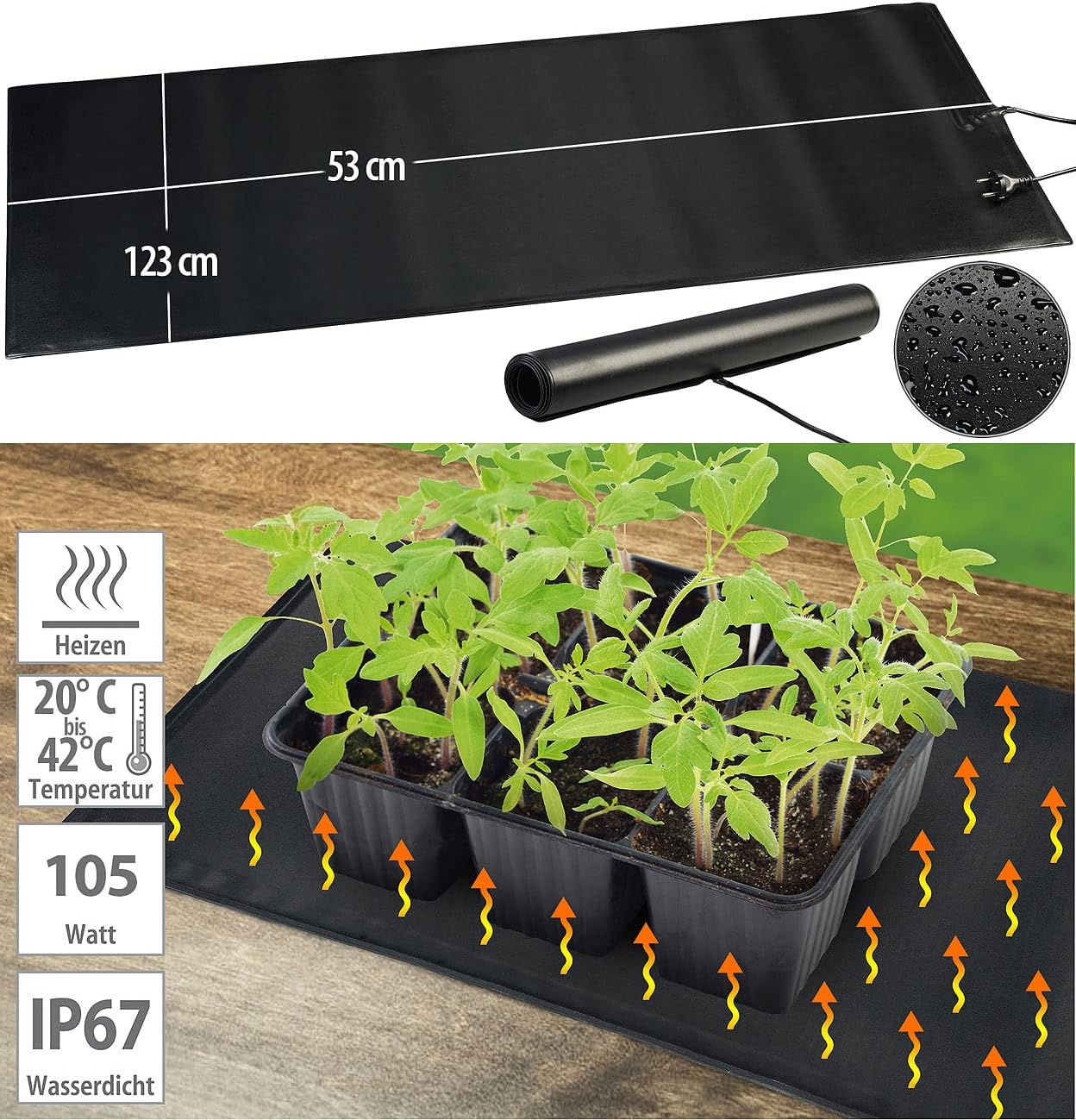 Heizmatte für Pflanzenanzucht & Terrarien, Grösse L