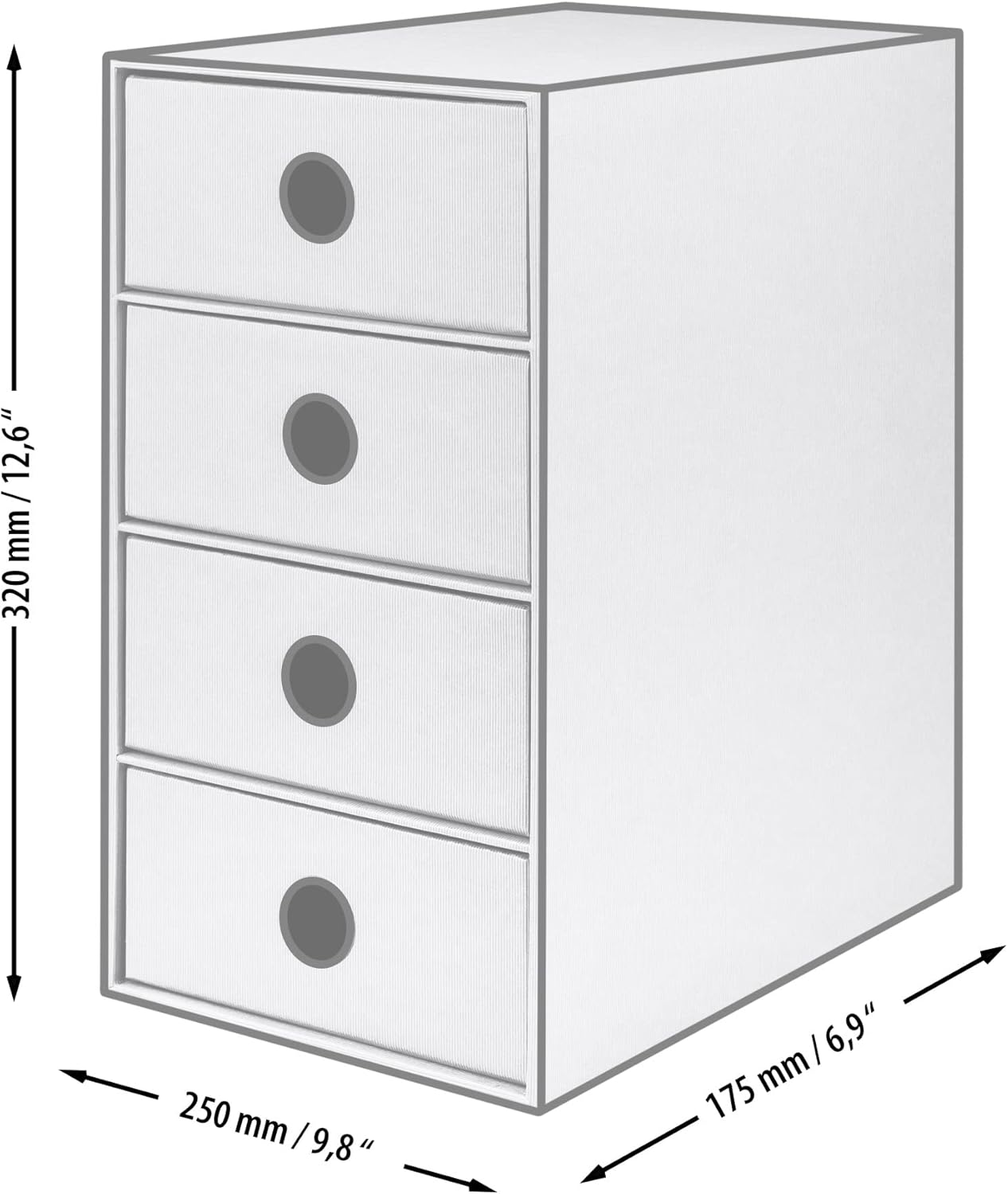 Schubladenbox mit 4 Schubladen, Rot