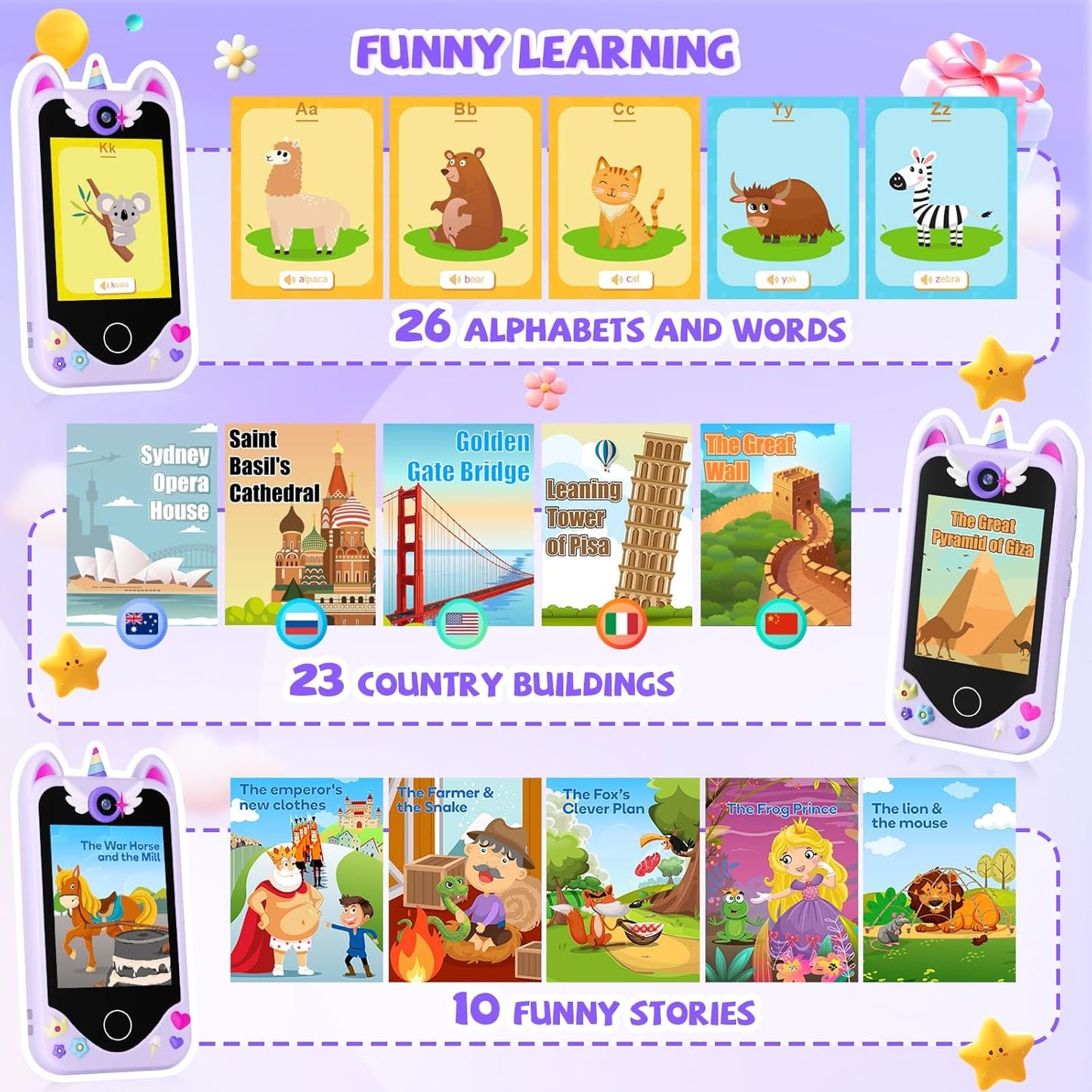 Kinder Smartphone ab 3 Jahren, Lila
