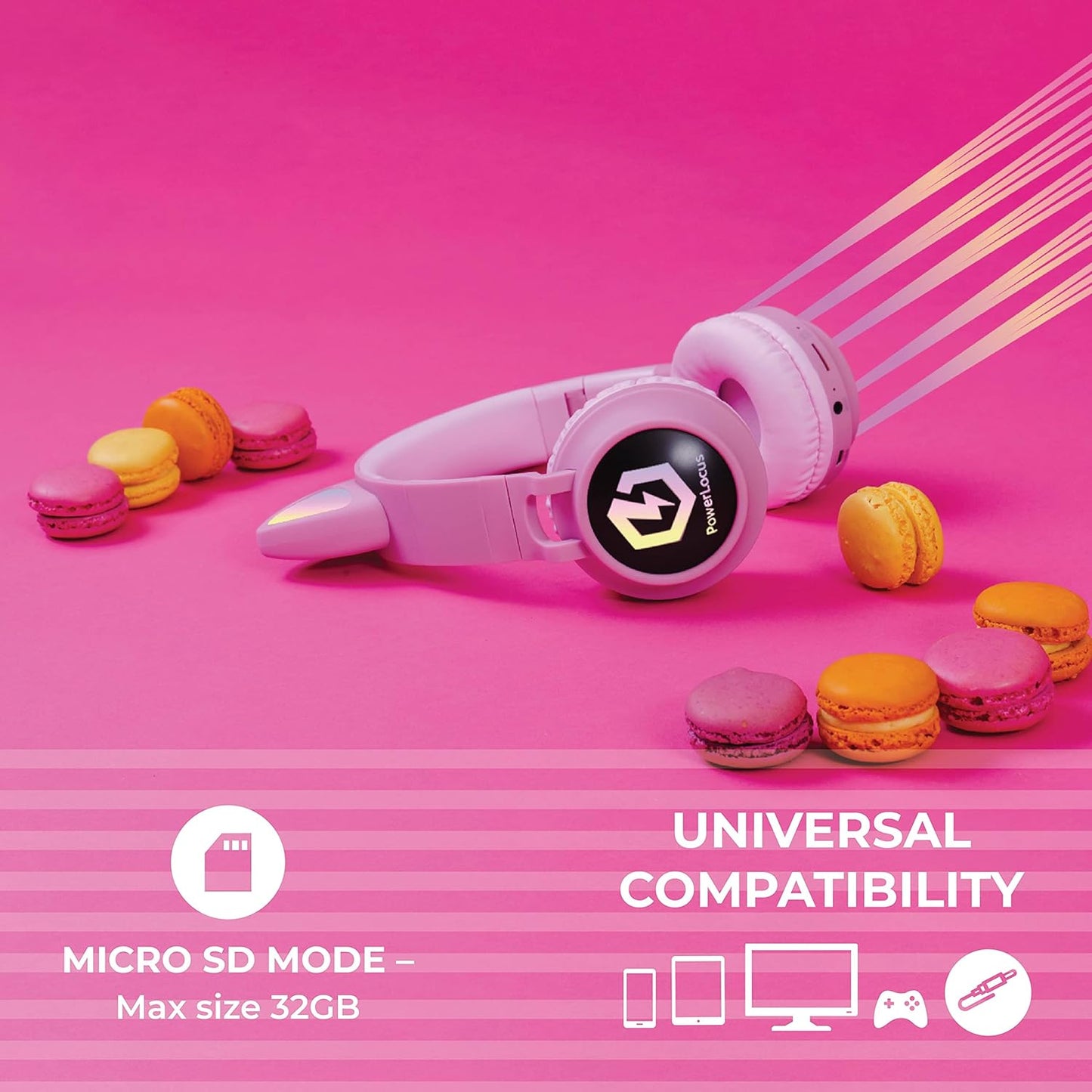 Bluetooth Kinderkopfhörer mit LED Katzenohren, Rosa