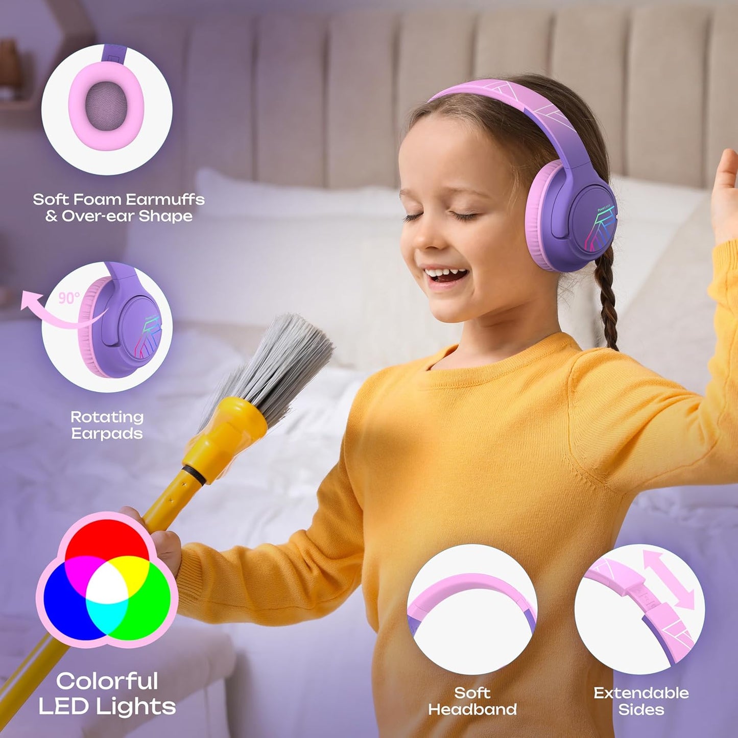 Bobo Bluetooth-Kopfhörer für Kinder, Lila