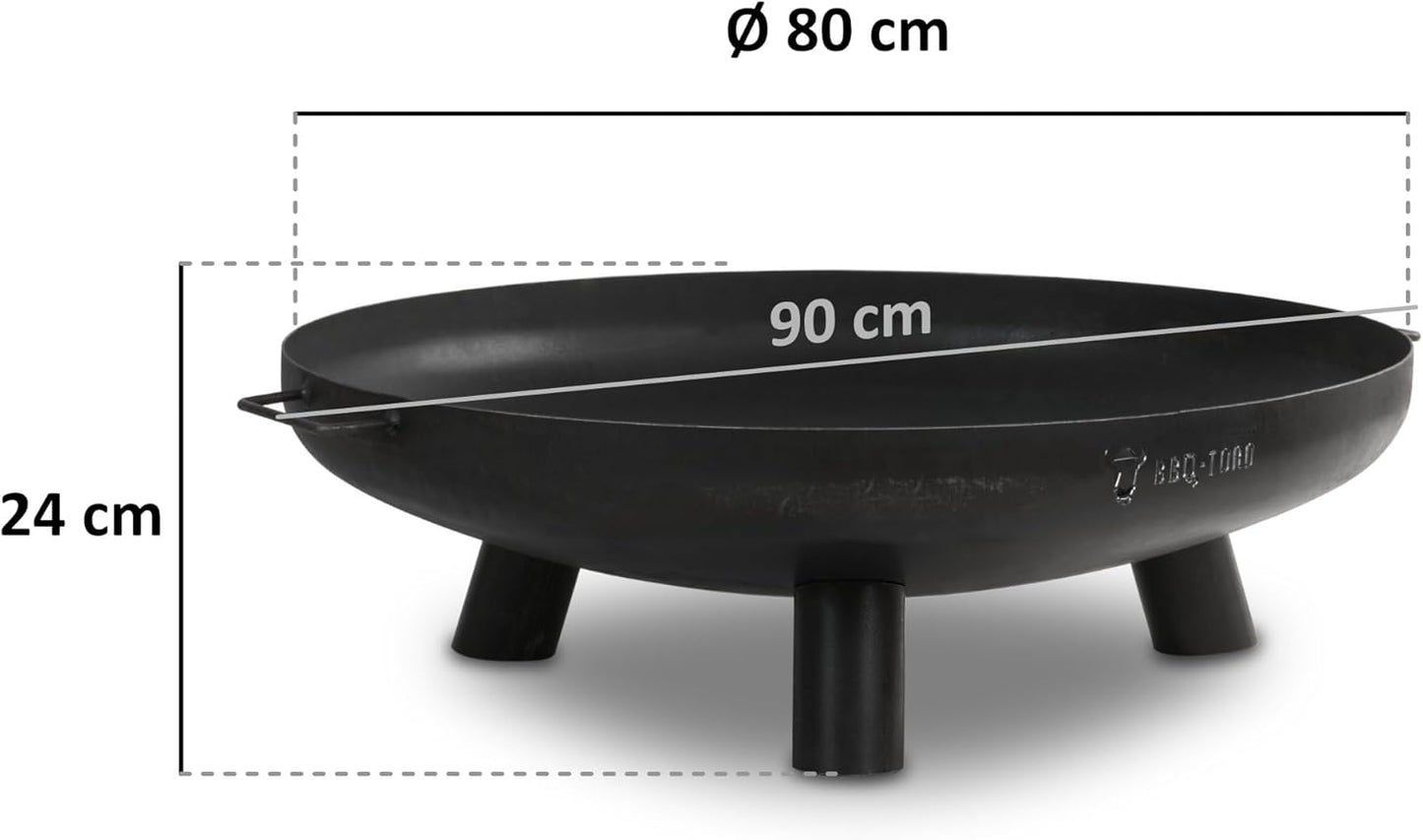 Feuerschale mit Deckel und Standbeinen, Schwarz, Feuerschale mit Deckel Ø 80 cm