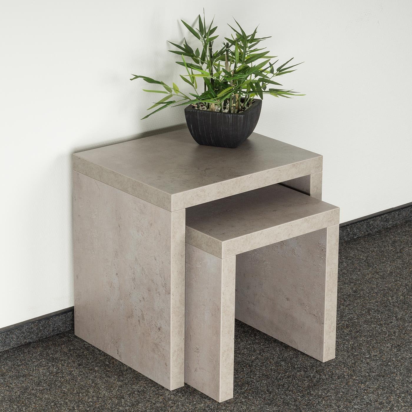 2er Satztisch-Set in Betonoptik, Betonoptik