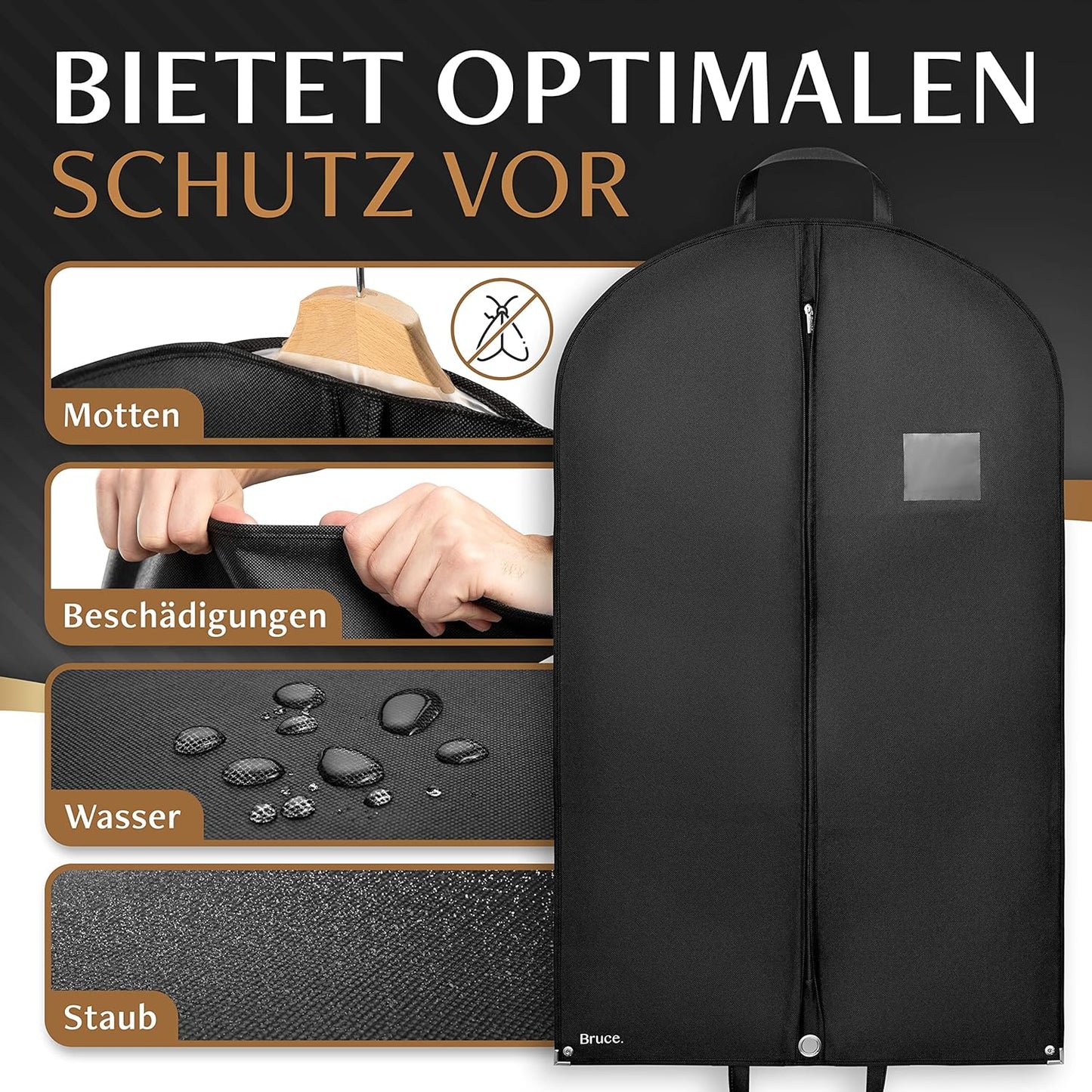 3-teiliges Kleidersack-Set kurz mit Schuhbeutel, 100x60cm 3 Stück