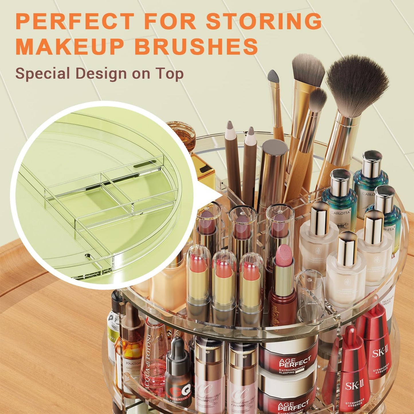 Schminktisch-Organizer, Glastransparent-9 Stufen