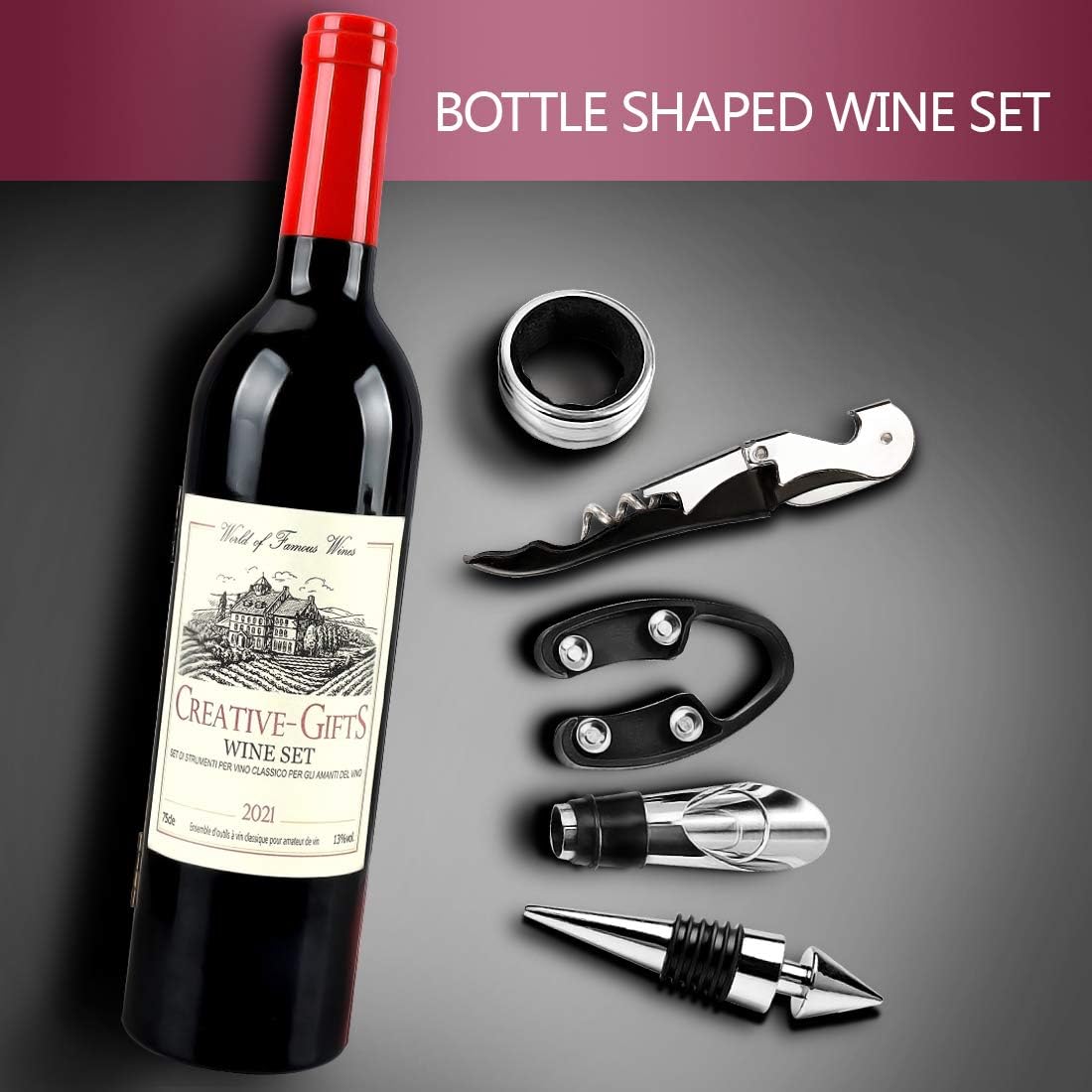 Weinflaschen-Korkenzieher-Set mit Sommelier-Werkzeugen, Black 02