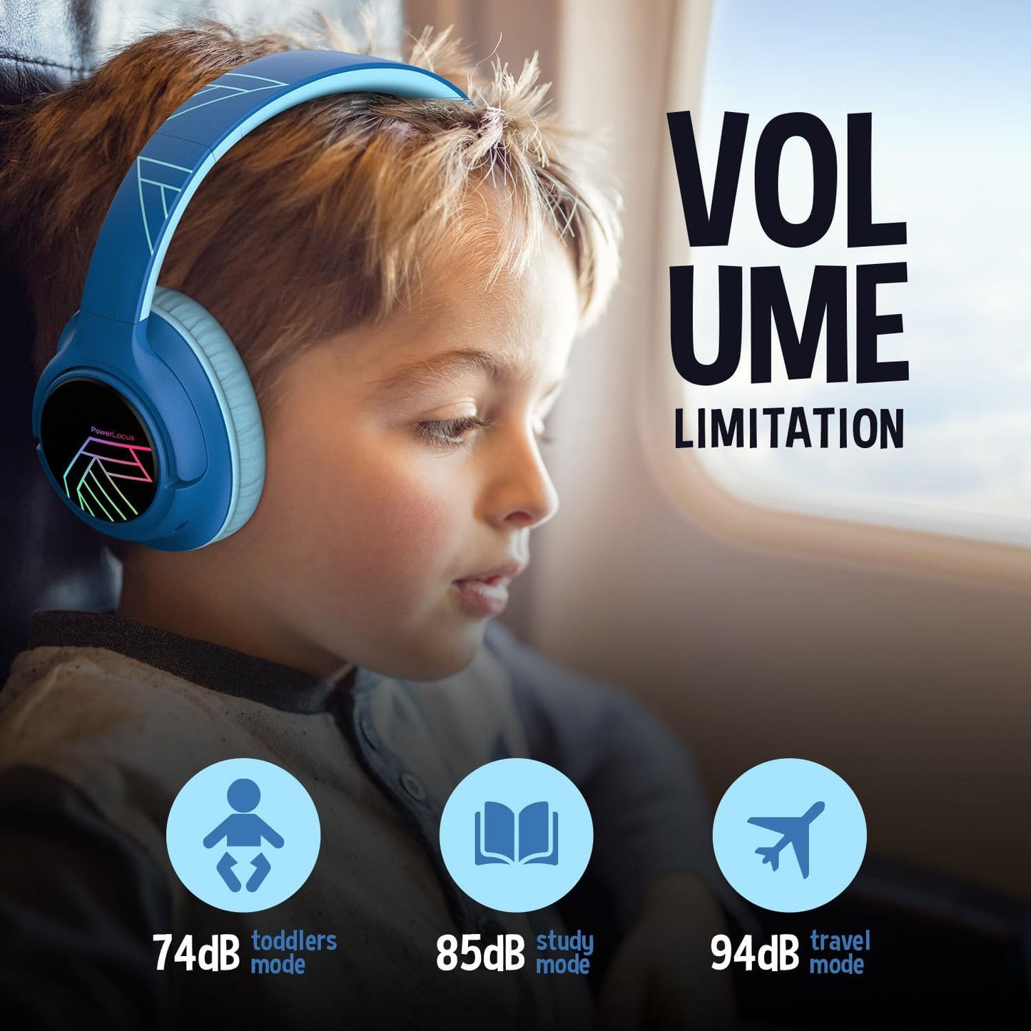 Bobo Bluetooth-Kopfhörer für Kinder, Blau/Schwarz