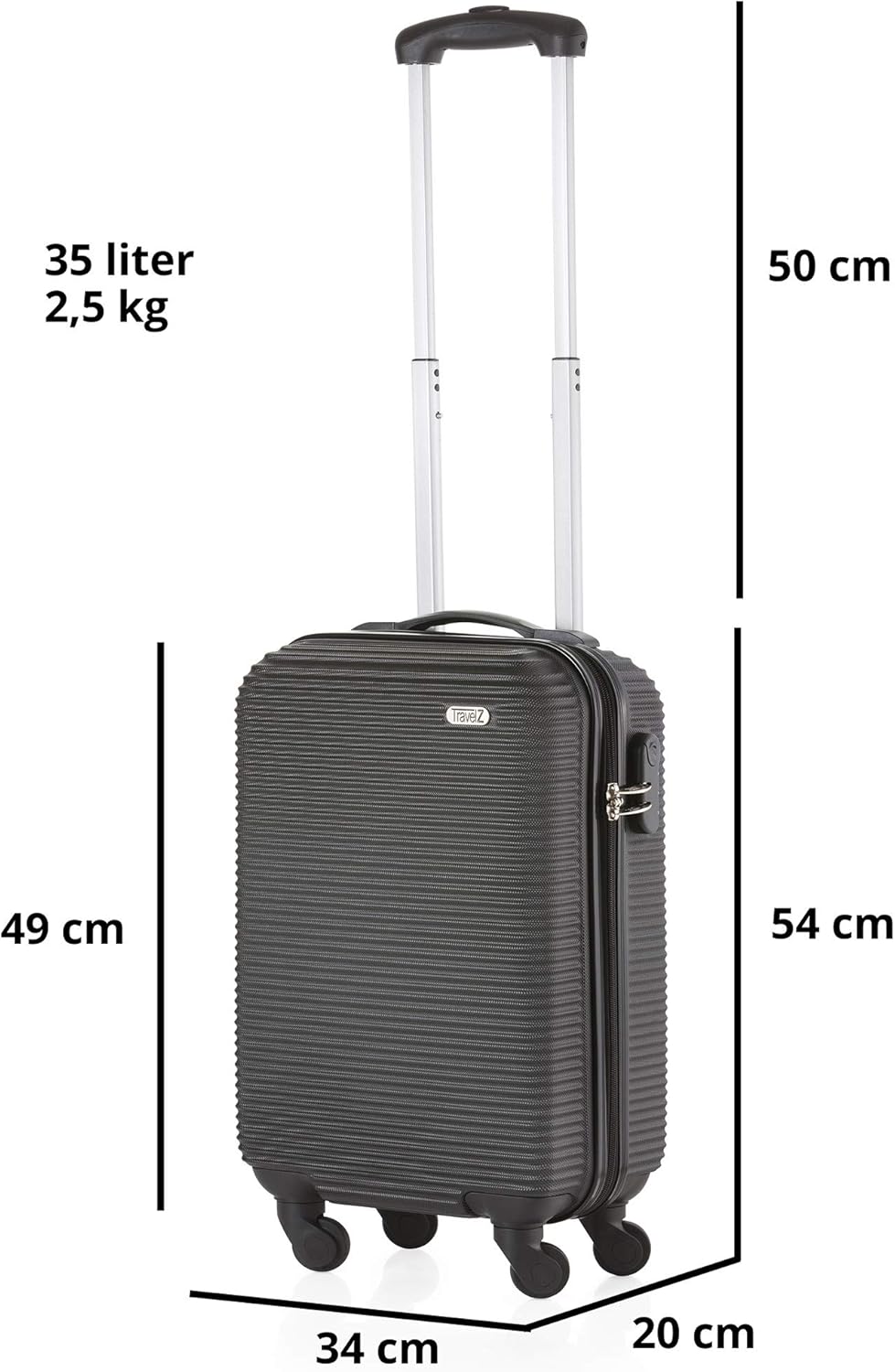 Hartschalen-Handgepäckkoffer 54cm Horizon, Schwarz
