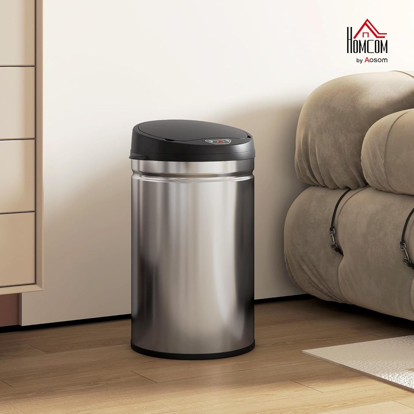 Automatischer Mülleimer mit Sensor, 30L Edelstahl, 30 L Silber