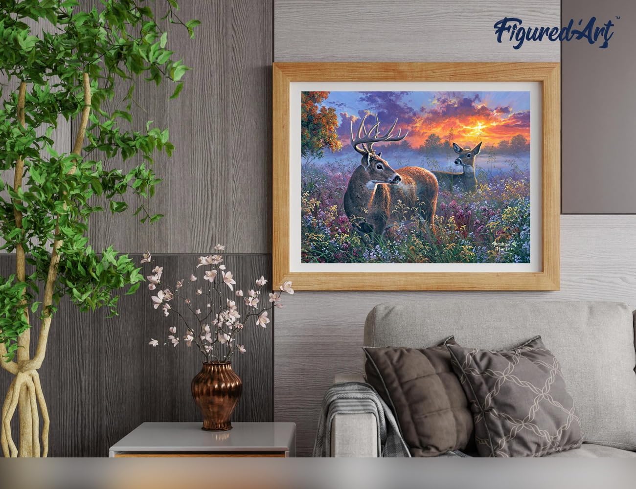 Malen nach Zahlen Set - Reh Pärchen, Reh Pärchen 40x50cm Mit Keilrahmen (nicht gespannt)