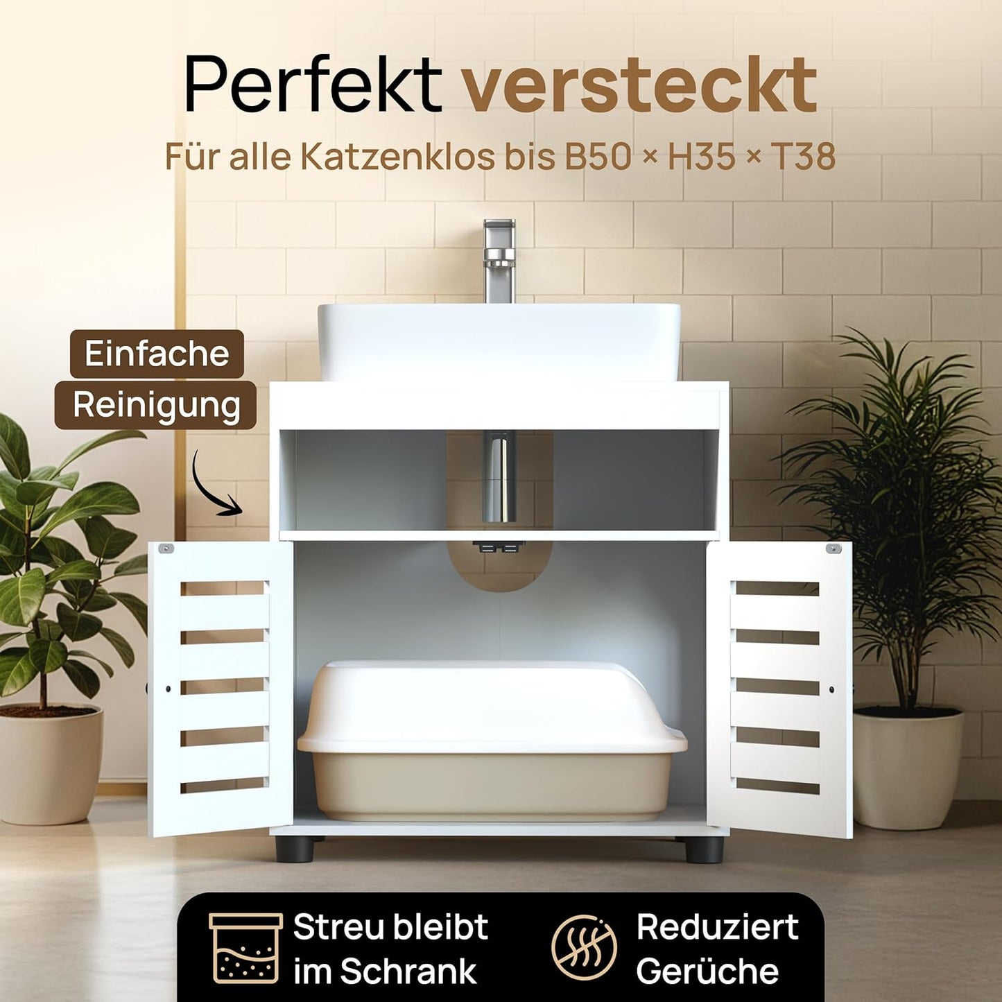 Katzenschrank für Katzenklo, Weiss
