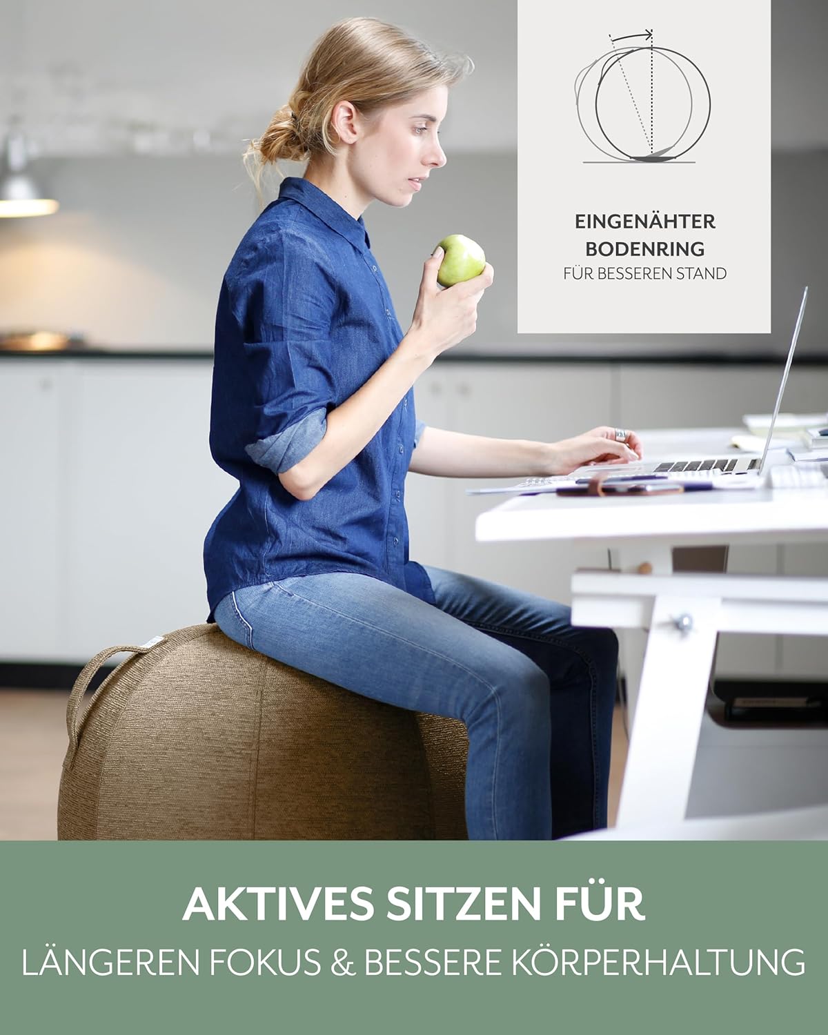 Ergonomischer Sitzball Stov, 60cm - 65cm Macchiato