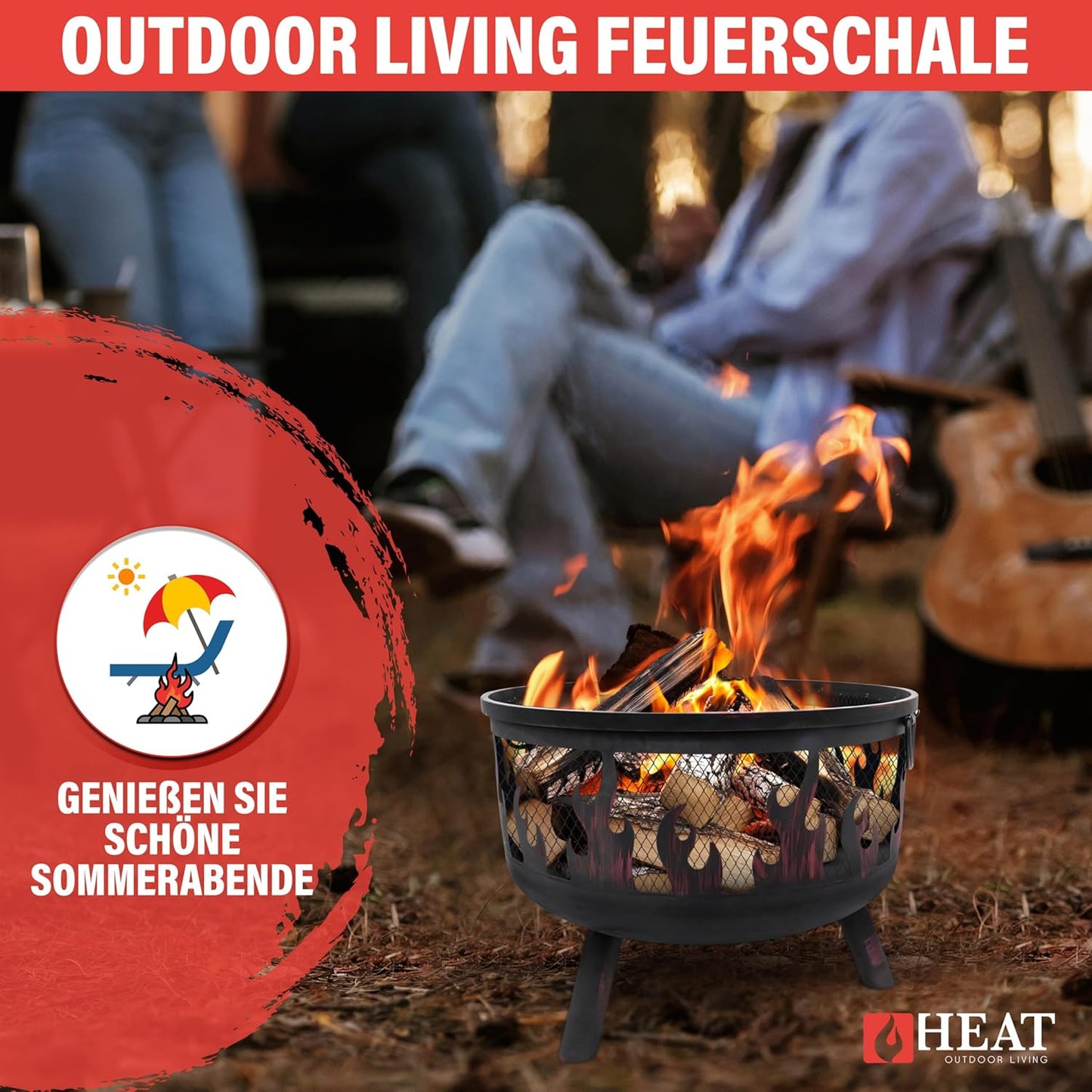 Feuerkorb für den Garten, Schwarz 60x60x40 cm