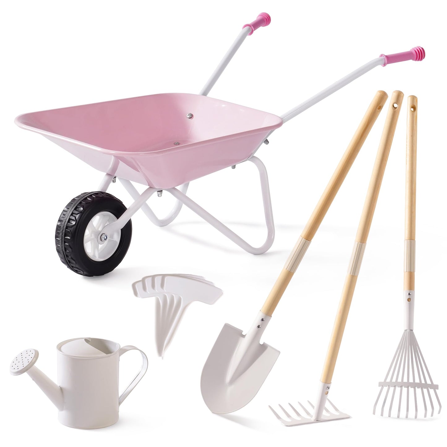 Kinderschubkarre mit Gartengeräte-Set, Rosa
