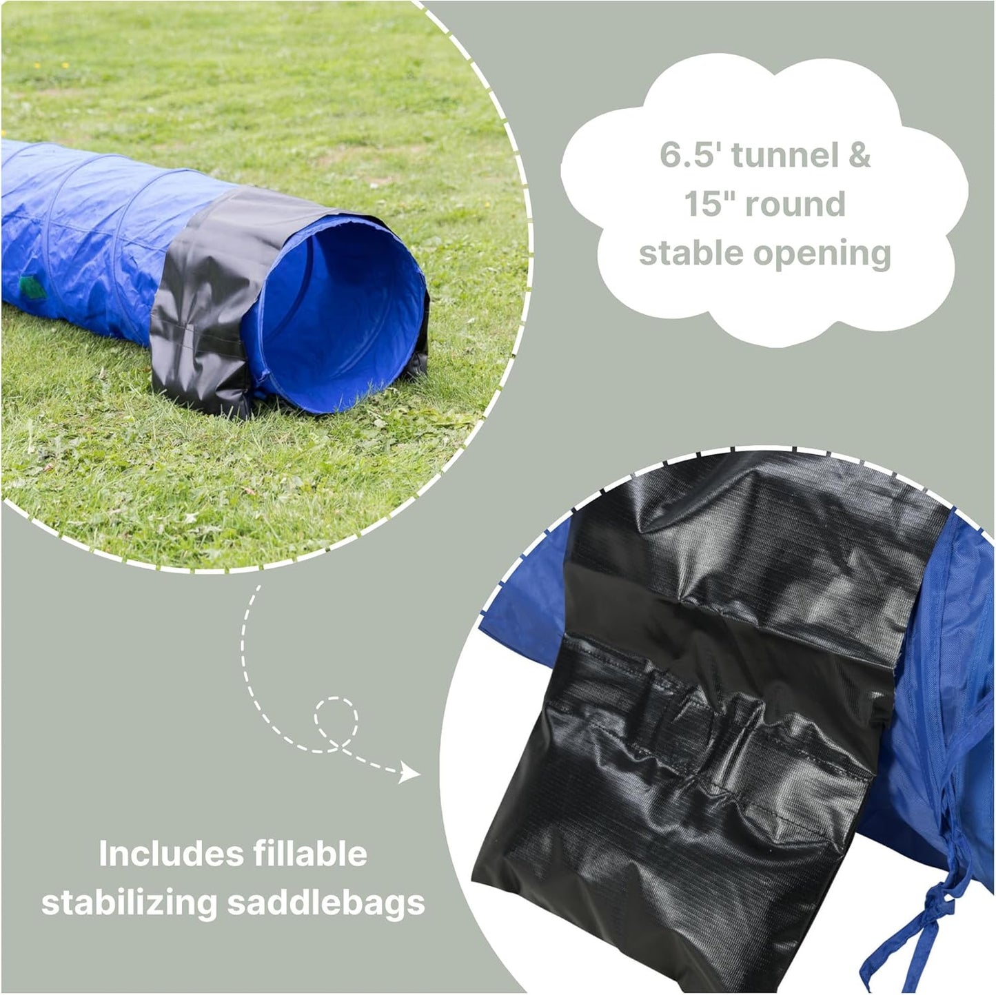 Hundetunnel für Agility Training, Blau ø 40 cm/2 m