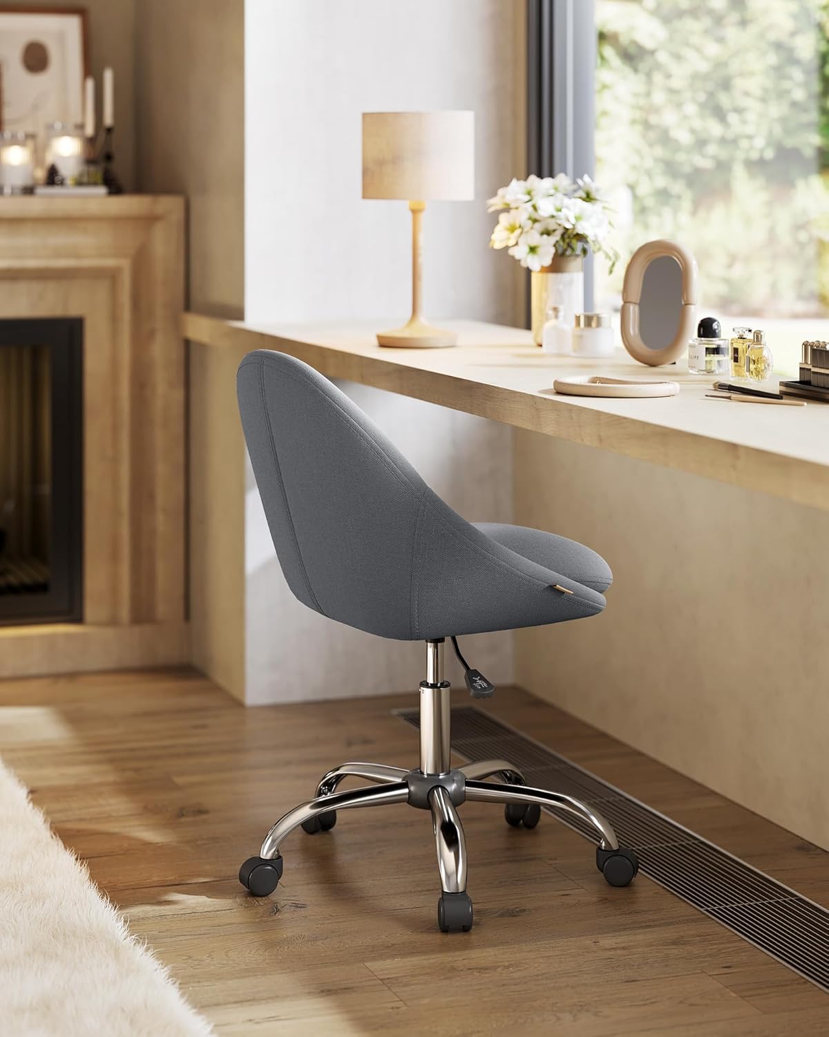 Homeoffice-Schreibtischstuhl, Schiefergrau Baumwollmischung