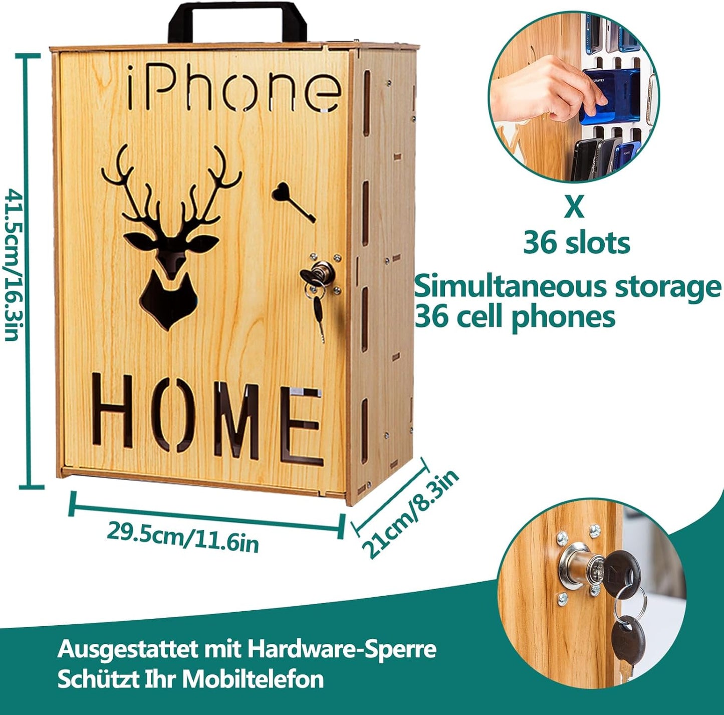 Handy Aufbewahrungsbox abschliessbar (36 Schlitze), 1er-Pack