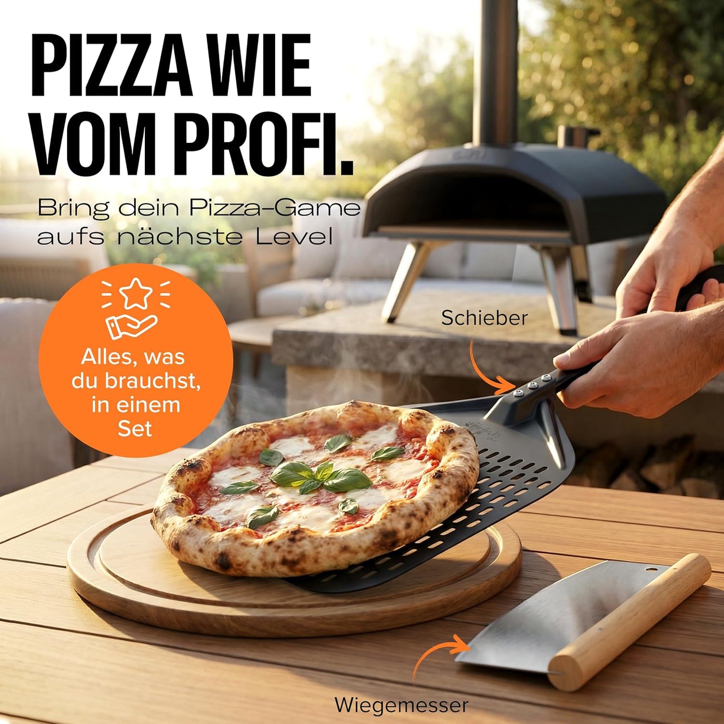 Pizzaschieber-Set mit Pizzamesser