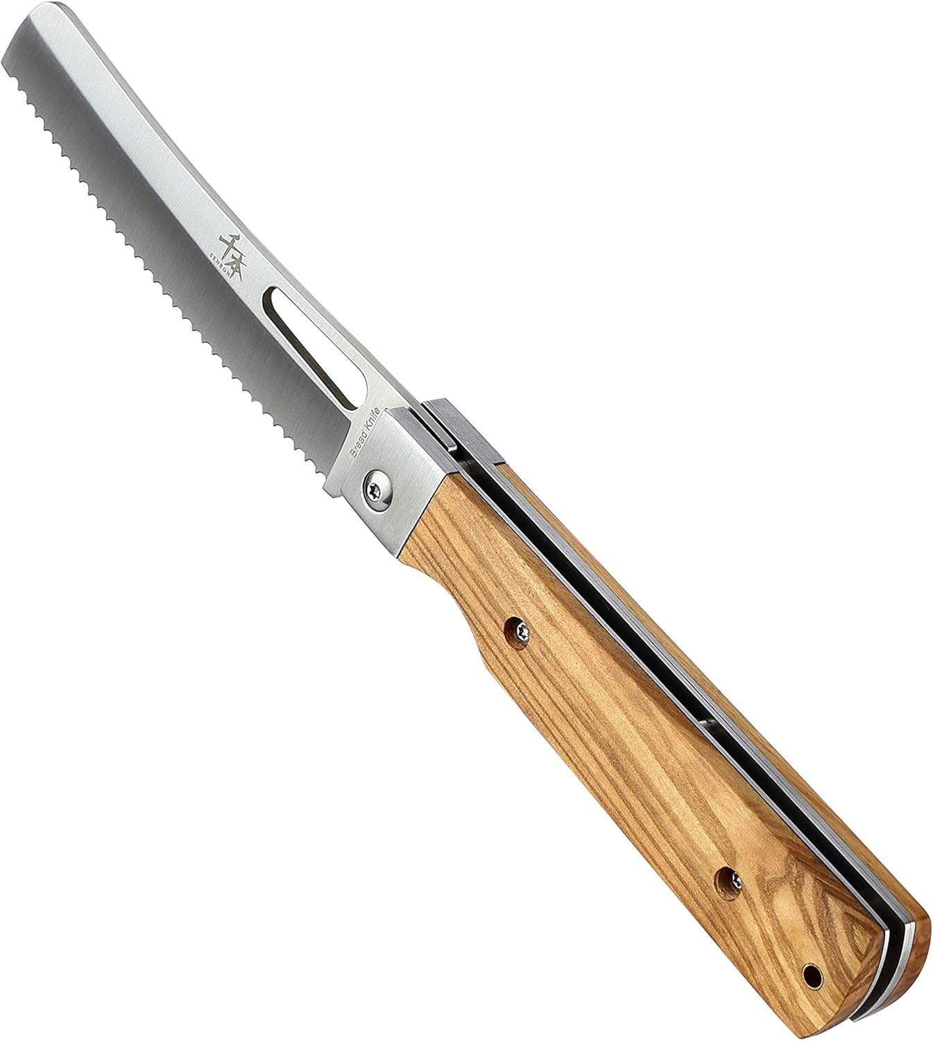 Faltbares Brotmesser mit Olivenholzgriff, Olivenholz Brotmesser