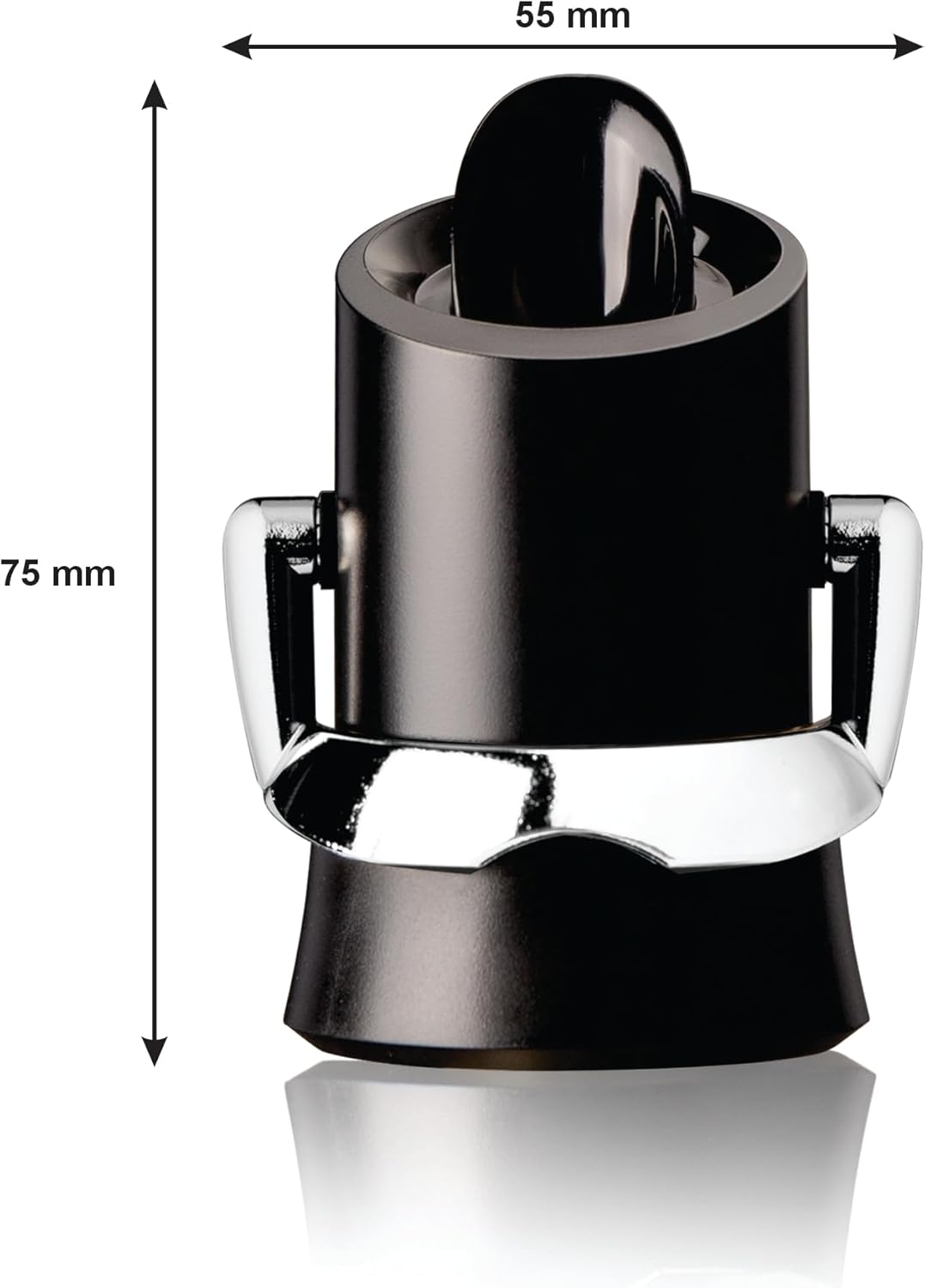 2-in-1 Champagnerverschluss mit Ausgiesser, Schwarz