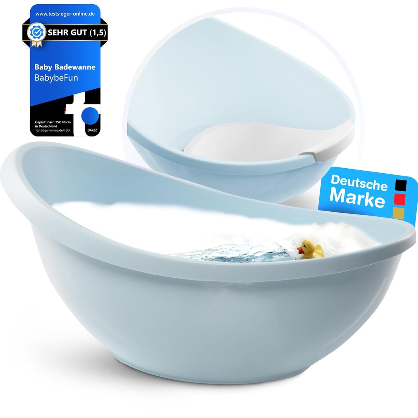 Badewanne mit Neugeborenen-Einsatz, blau